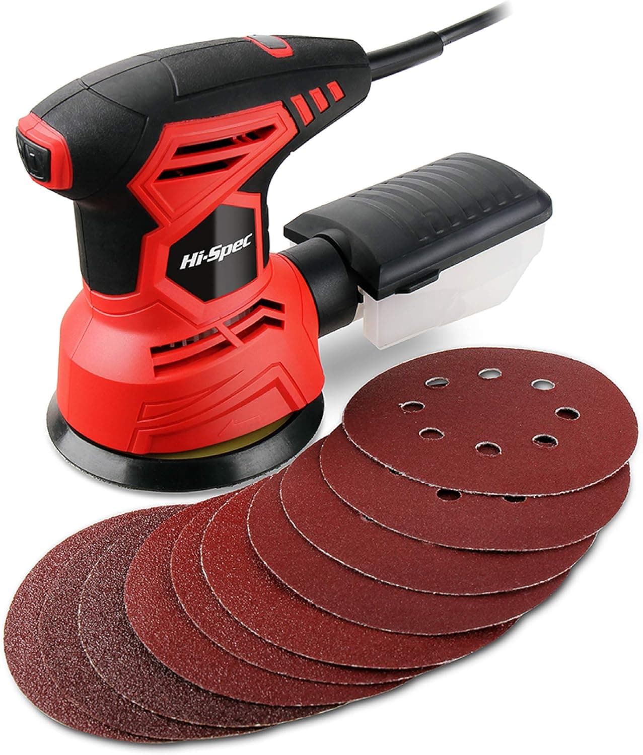 Hi-Spec 2A 240W Random Orbital Palm Electric Sander Tool. 5” Dual Action DA Woodworking & Furniture Sanding Machine