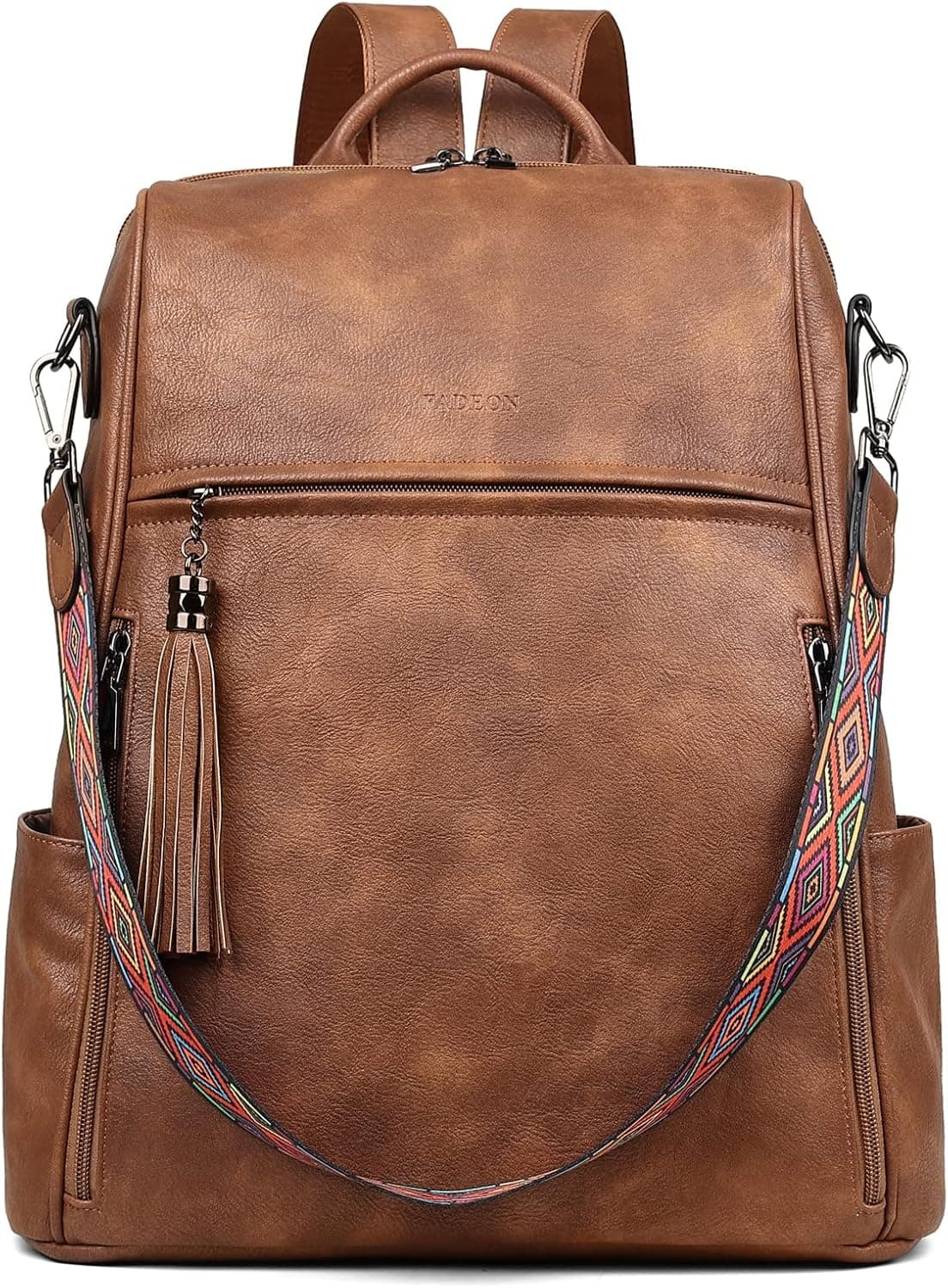 FADEON Laptop Backpack Purse for Women Large Designer PU Leather Laptop Bag, Ladies Computer Shoulder Bags