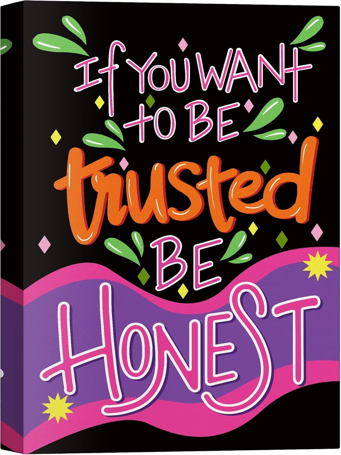 SIGNWIN Canvas Wall Art If You Want to Be Trusted Be Honest in Bright Color Letterings Inspirational Quotes Typography Modern Art Contemporary Colorful for Living Room, Bedroom, Office - 12x18 inches