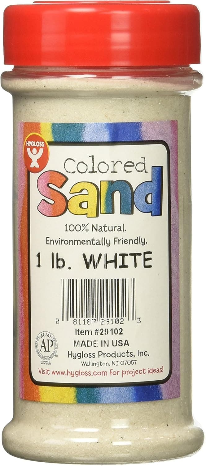 Hygloss Products Colored Play Sand - Assorted Colorful Craft Art Bucket O' Sand, White, 1 lb