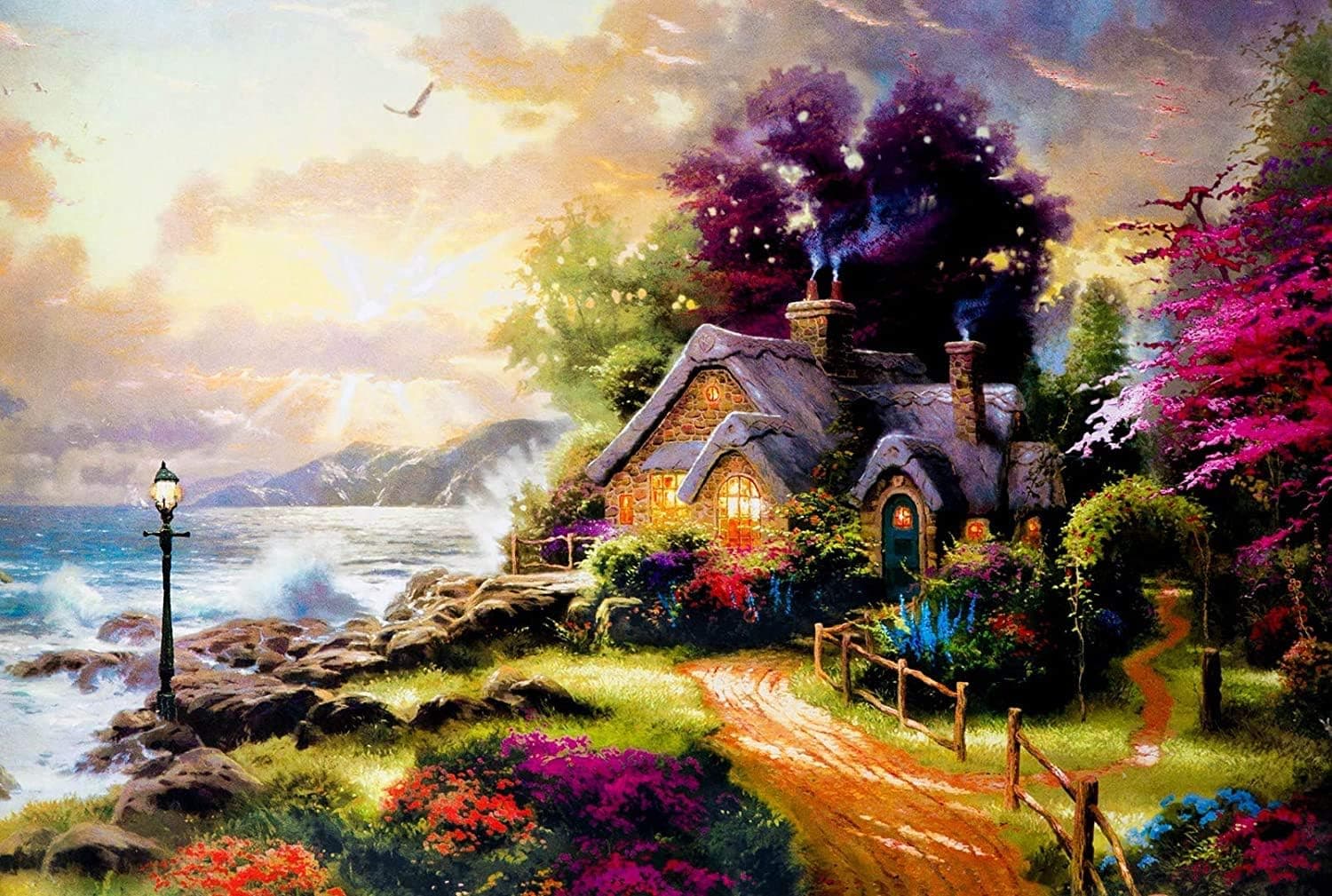 500PCS Beach House Jigsaw Puzzle Kids Adults Intellectual Educational Game Wall Decorations