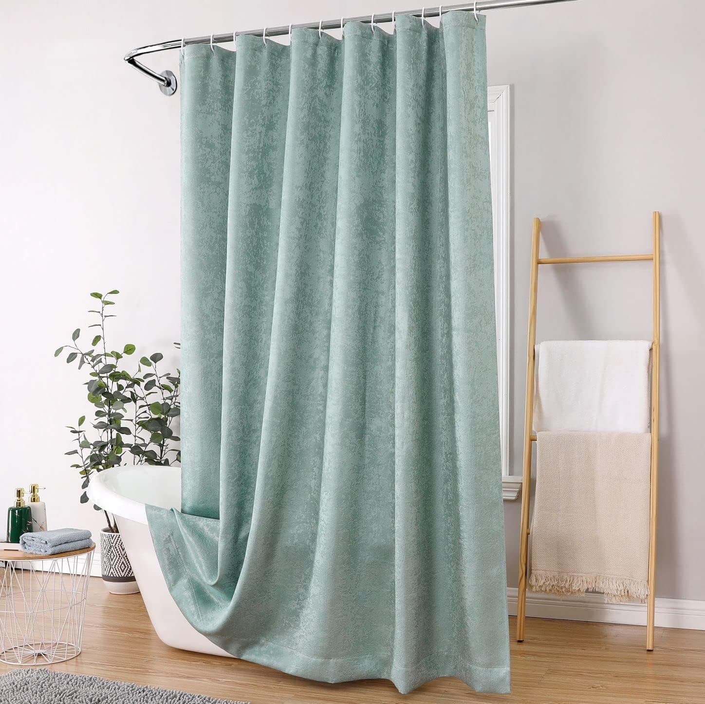 Regal Home Collections Peninsula Shower Curtain 70W x 72L - Water-Repellant Heavyweight Fabric Shower Curtains for Bathroom - Aqua Shower Curtain (Aqua)