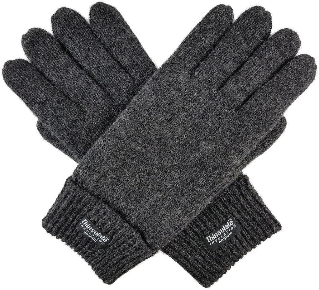 BRUCERIVER Men's Pure Wool Knitted Gloves with Thinsulate Lining