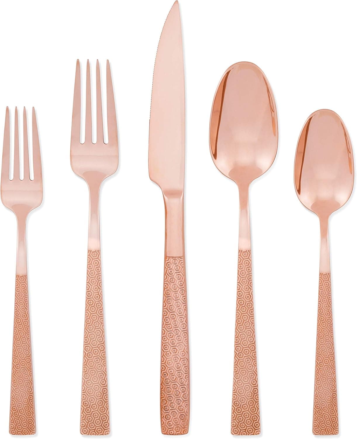 Argent Orfèvres Rose-20 Flatware Set, Service for 4, 18/10, 24kt, 20-Piece, Silver and Rose Gold