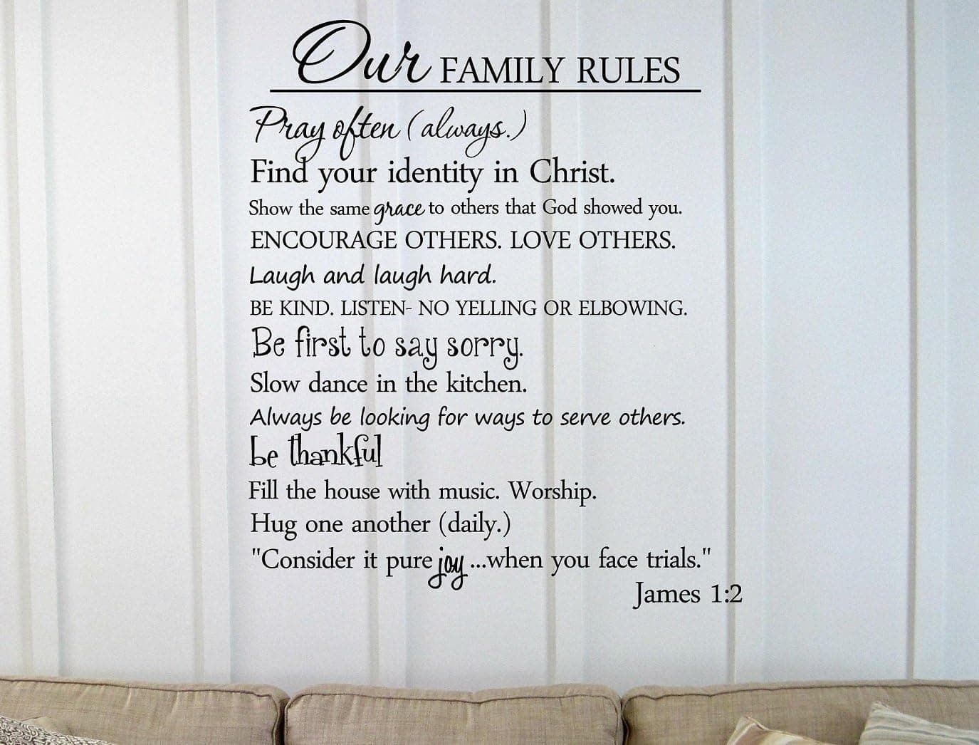 Decalgeek Vinyl Wall Art Decal Inspirational Quote Sticker, Our Family Rules