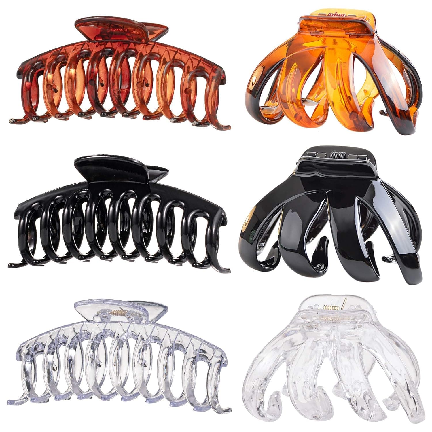 Whaline 6Pcs Hair Claws Clips Jumbo Hair Catch & Large Grip Octopus Clips Spider Claws Non-Slip Strong Hold Jaw Clamp Hair Styling Accessories for Women Girl Thick Hair