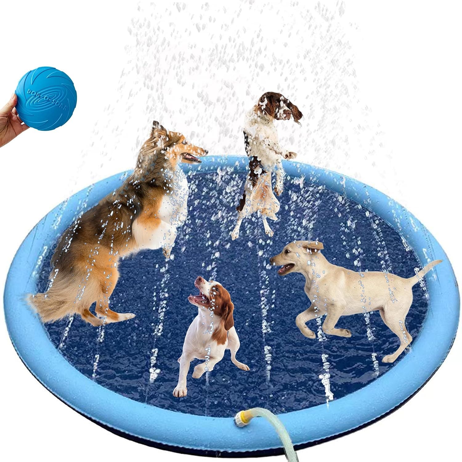 Casacco Large Dog Splash Pad with Giveaway - 87 Inch Non-Slip Dog Sprinkler Pad for Summer Fun, Portable & Durable Water Play Equipment for Dogs