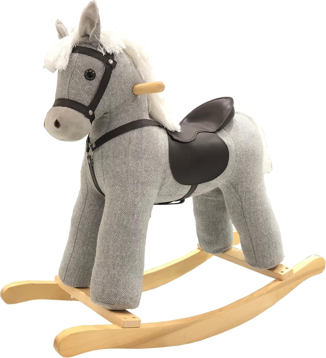 Rock My Baby Rocking Horse Gray, Ride on Pony with Horse Sound, Wooden Rocking Toy, Rocking Animals, for Boy and Girl Age 3 Years and up (Gray Pony for 36M+)