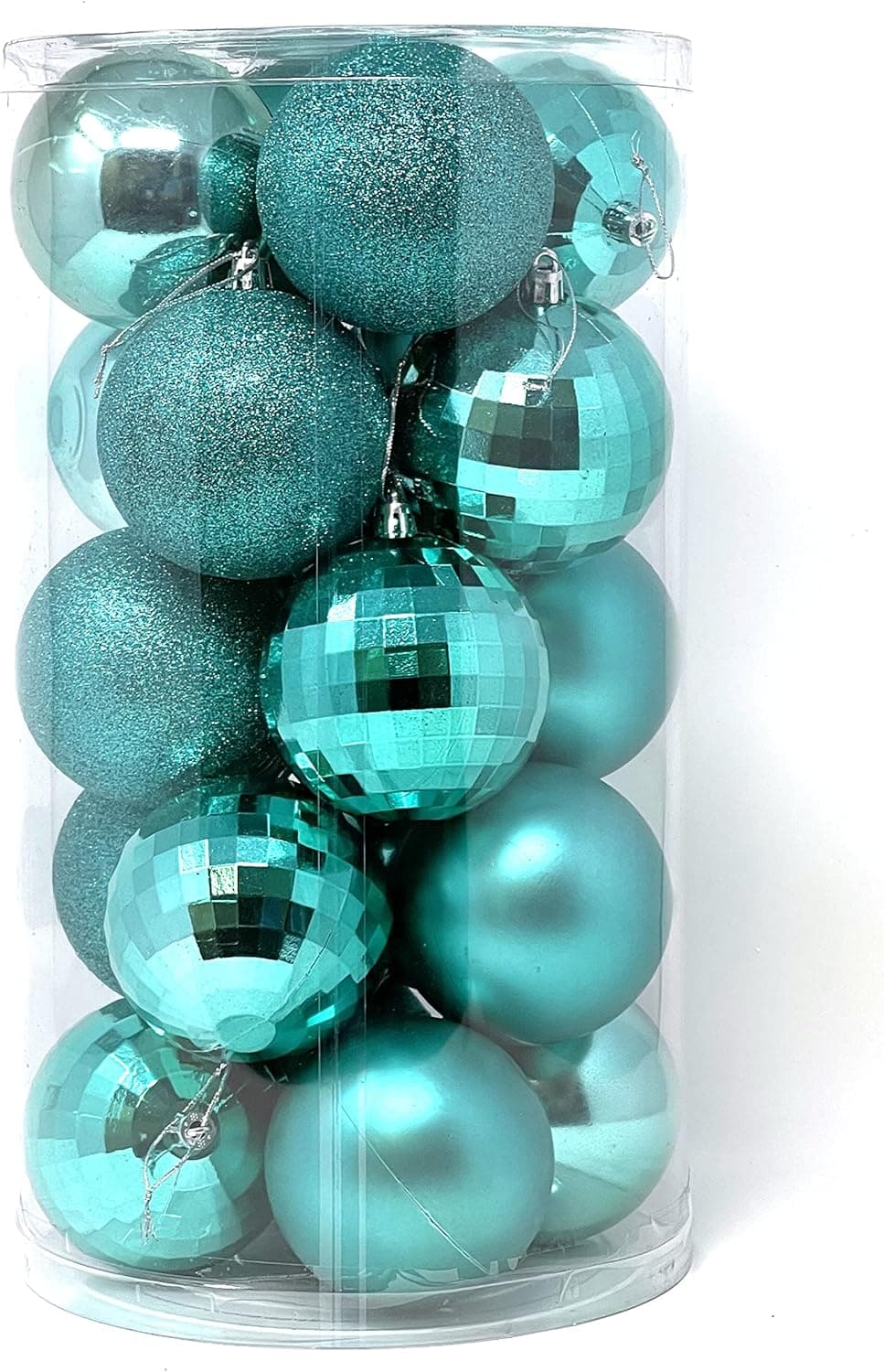 Allgala 20 PK 3 Inch (8CM) Large Christmas Ornament Balls for Xmas Tree-4 Style-Turquoise