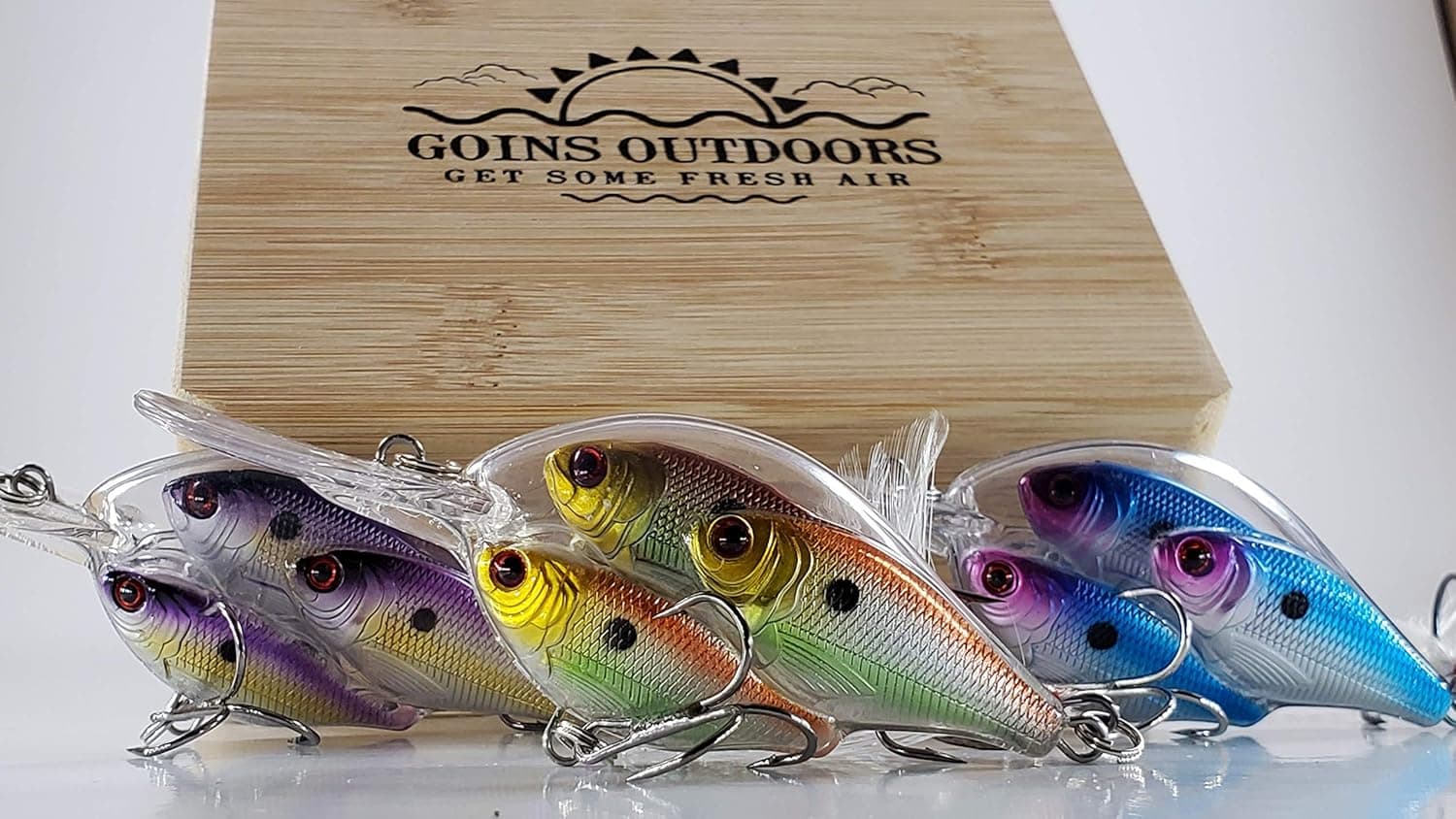 GOINS OUTDOORS Bass Fishing Lures Kit, School of Minnows Fishing Lures for Freshwater, Saltwater Best Unique & Cool Gift – Men - Dad Gift Fishing Lure Set
