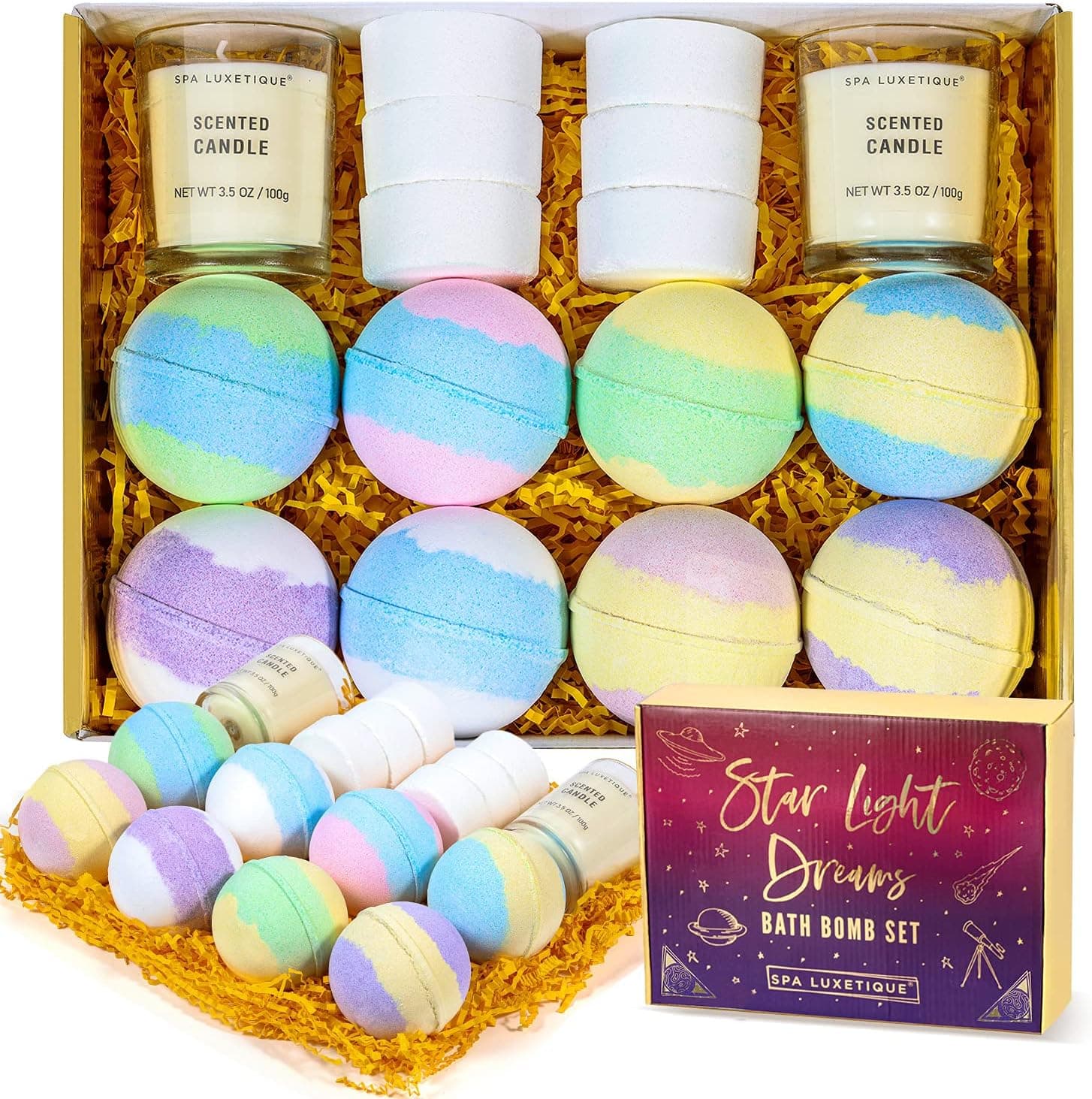 Bath Bombs Gift Set - Spa Luxetique Shower Bomb Set for Women with Essential Oils, Home Spa Handmade Fizzies Bubble Bombs, Mother's Day Gifts for Women Moms