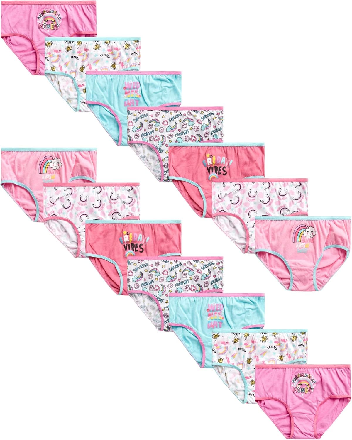 Rene Rofe Toddler Girls' Amber Underwear – 14 Pack 100% Cotton Briefs Training Pants (2T-4T)