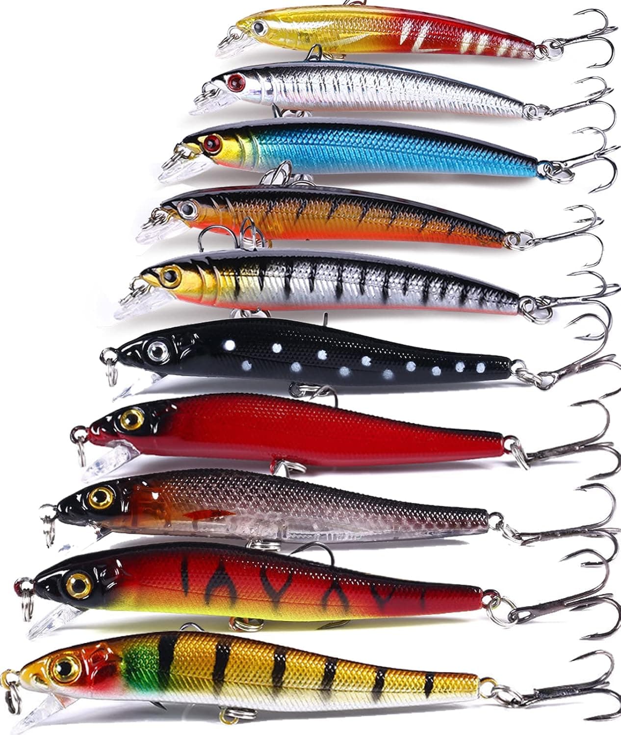 TINYUNICORN Fishing Lures Set Hard Fishing Lures Kit Minnow Lures for Bass Trout 10PCS for Anglers