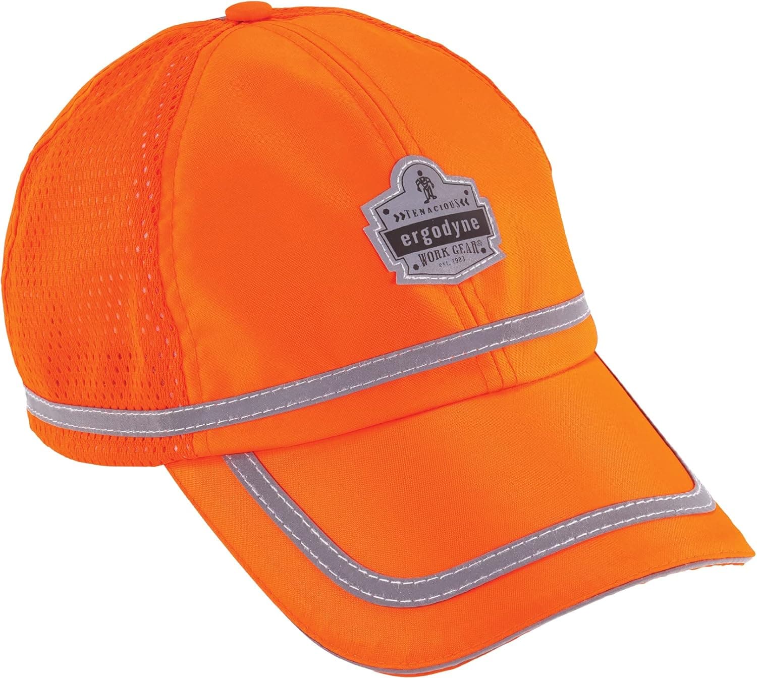 Ergodyne GloWear 8930 High Vis Baseball Hat, Breathable Mesh Paneling, Reflective Trim for Enhanced Visibility,Orange