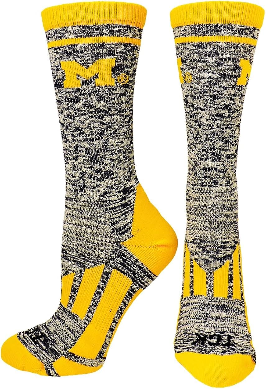 TCK University of Michigan Wolverines Socks Heathered Crew