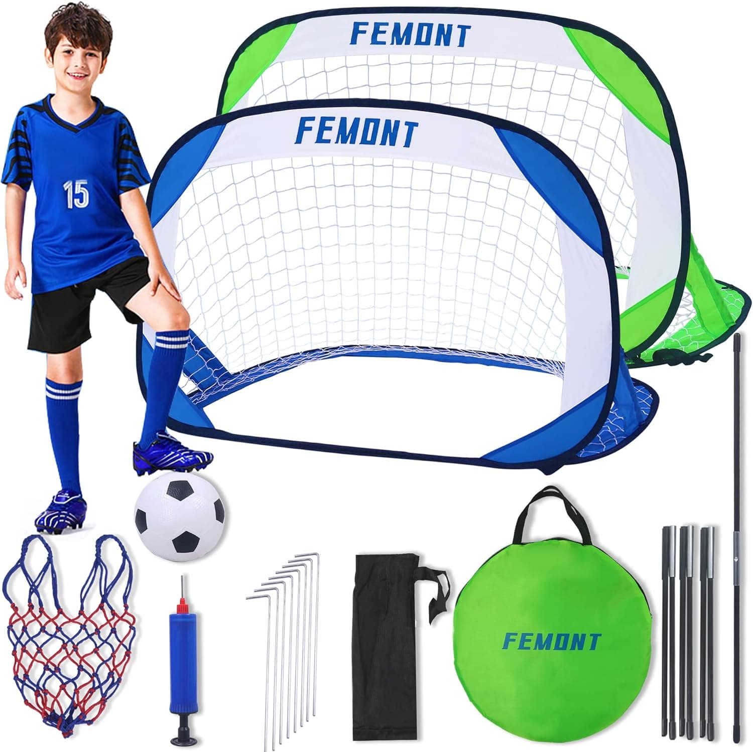 Femont Folding Pop Up Soccer Goals Set
