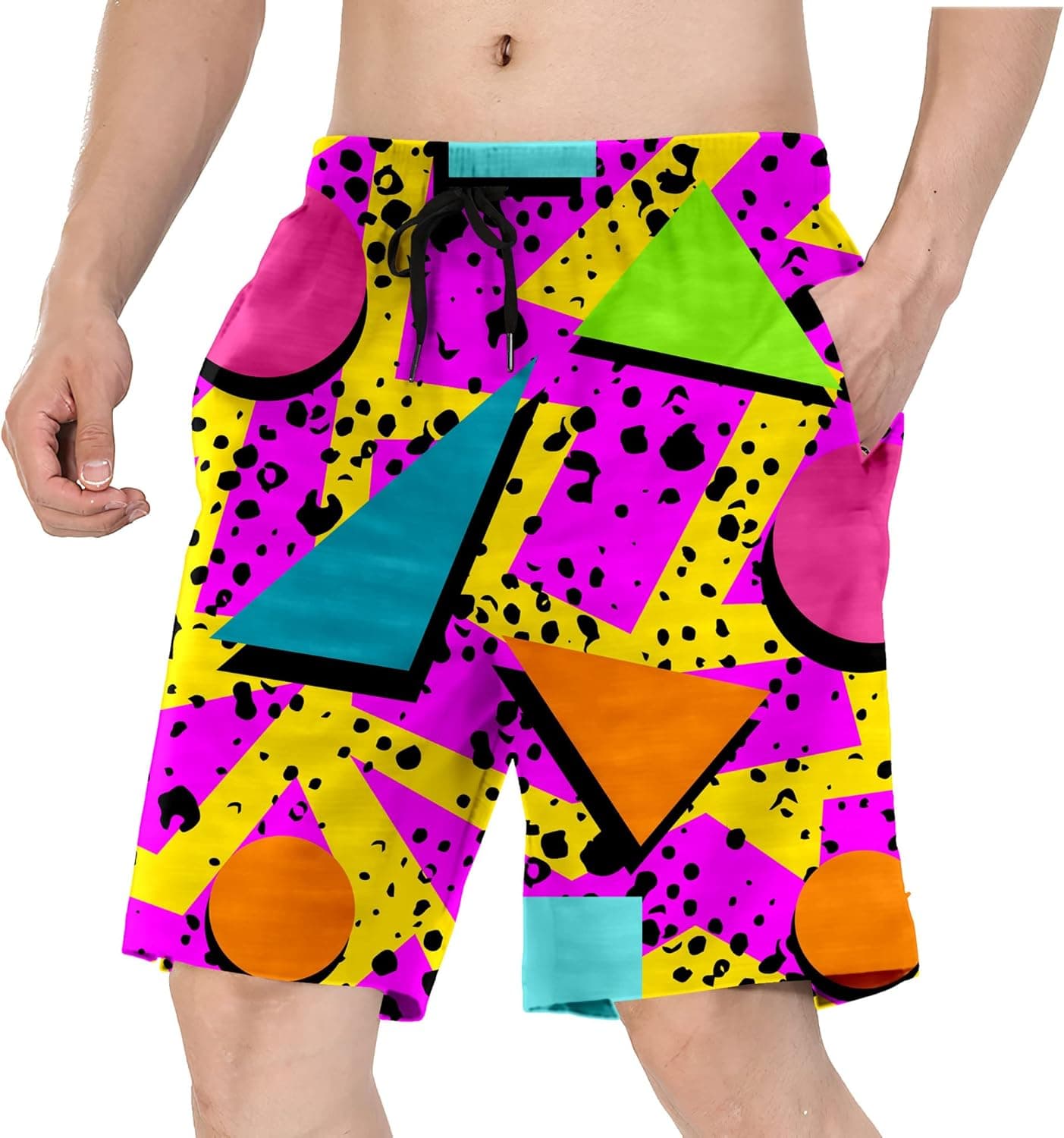 BDUN 80s Clothes for Men Swim Trunks 90s Bathing Suit and Pants for Party