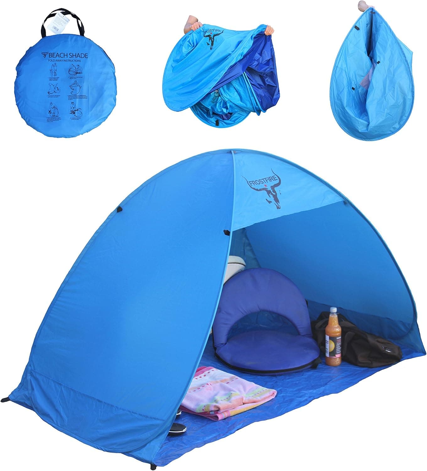 Frostfire Popup Beach Shelter with UV Protection (50+ UPF)