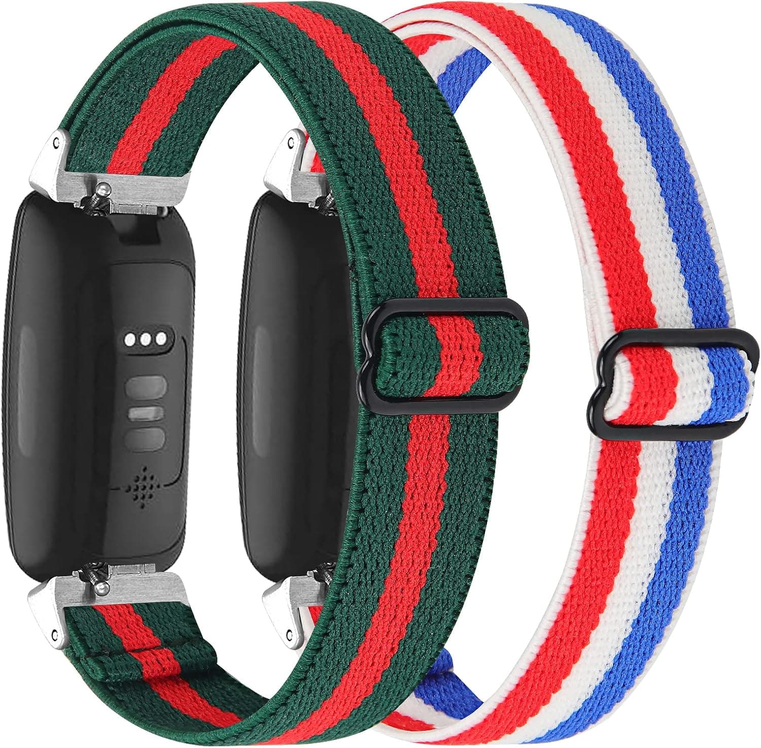OCEBEEC Elastic Bands Compatible with Fitbit Inspire 2/ Inspire/Inspire HR, 2-Pack Adjustable Stretch Soft Nylon Sport Breathable Wristband Replacement Women Men
