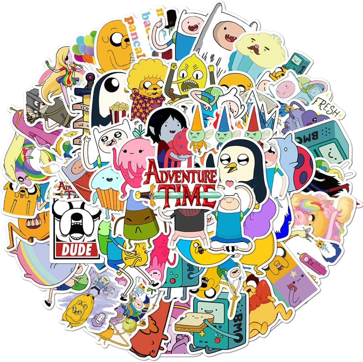 Goognice 100 Pcs Adventure Time with Finn and Jake Stickers for Car Laptop PVC Backpack Water Bottle Pad Bicycle Waterproof Decal Sticker Kids Toy/Adventure