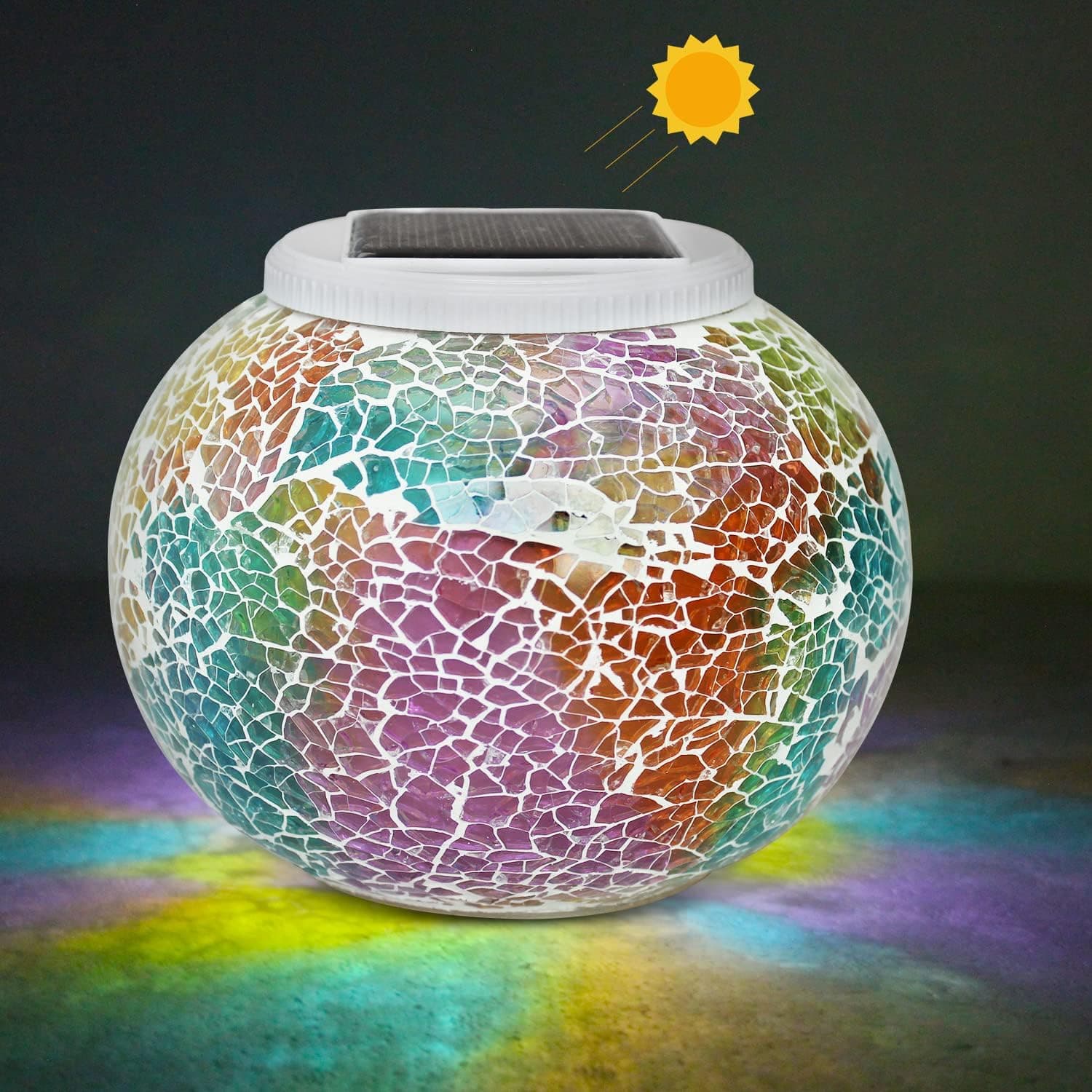 Gift for Woman Color Changing Solar Powered Glass Ball Garden Lights Solar Table Lights Waterproof Solar Led Night Light for Garden Patio Party Yard Outdoor Indoor