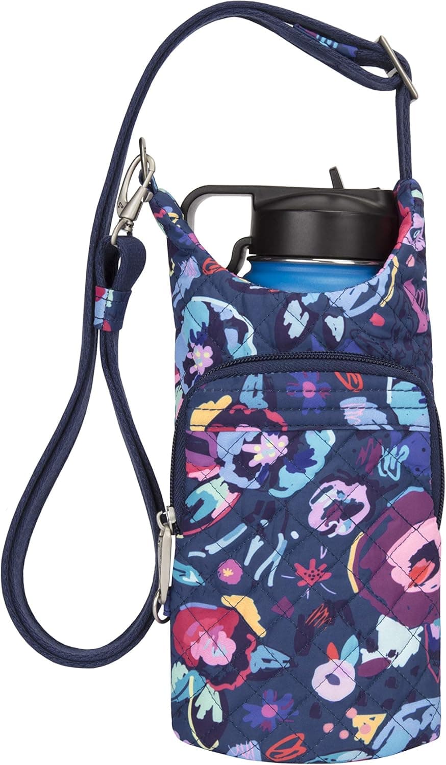 Travelon Women's Anti-Theft Boho Water Bottle Tote Bag, Mod Floral, 10 x 4 Diameter