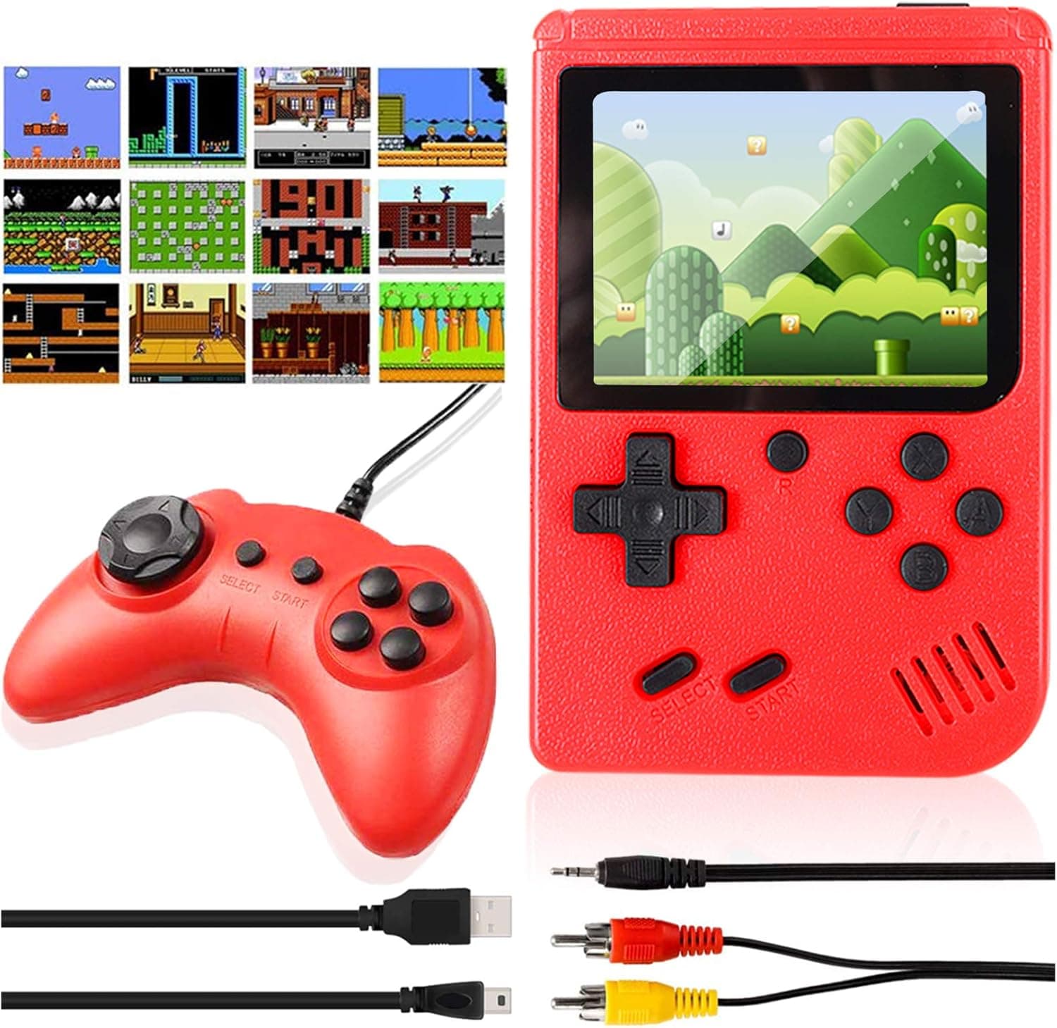 IDREAMO Handheld Game Console for Kids Adult Family,Retro Mini Game Player with 400 Classic FC Games,1020mAh Rechargeable Battery Handheld Games Supporting 2 Players & TV Connection (Red)