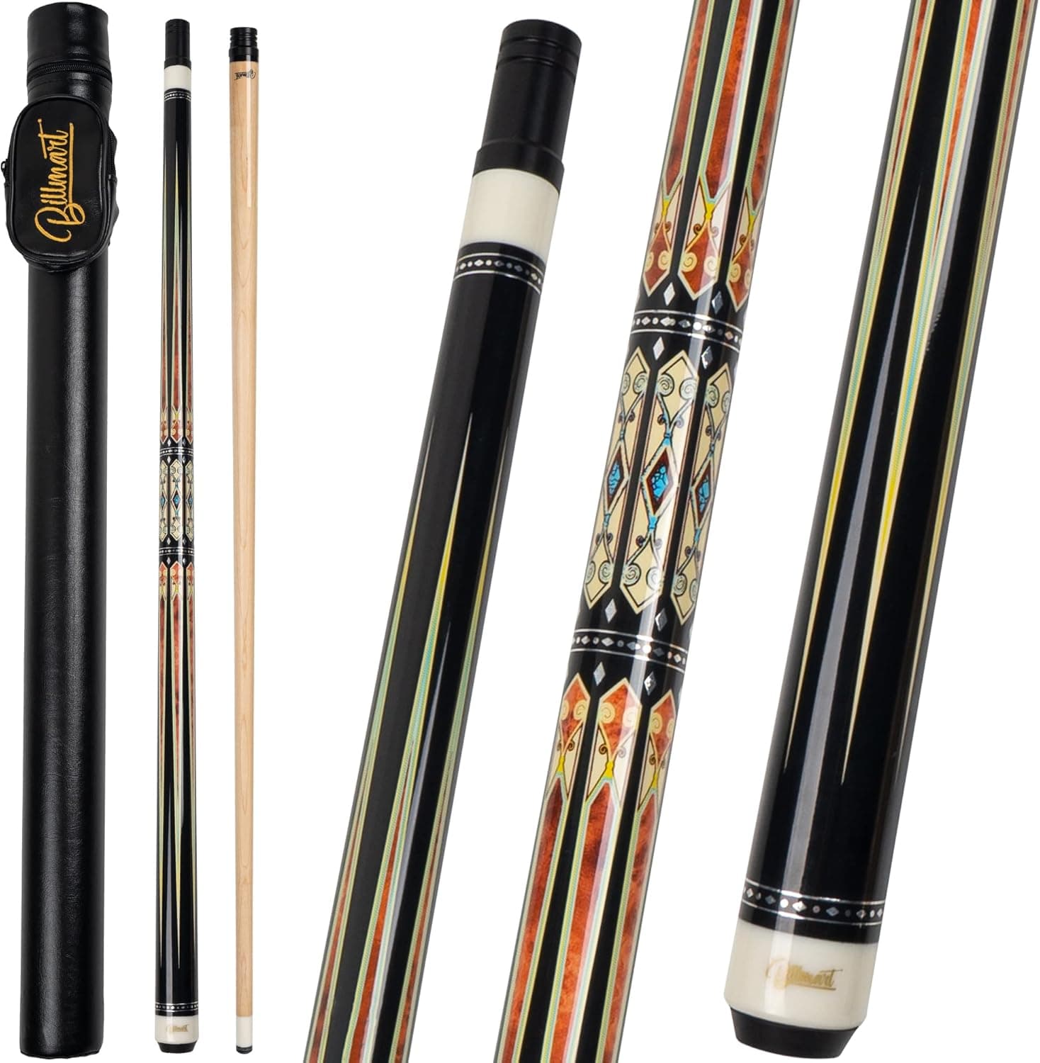 Billmart Pool Cue Stick, Low Deflection Shaft Billiard Cue Sticks with Hard Case, Pool Table Sticks Queue, 19-21 oz Pool Que