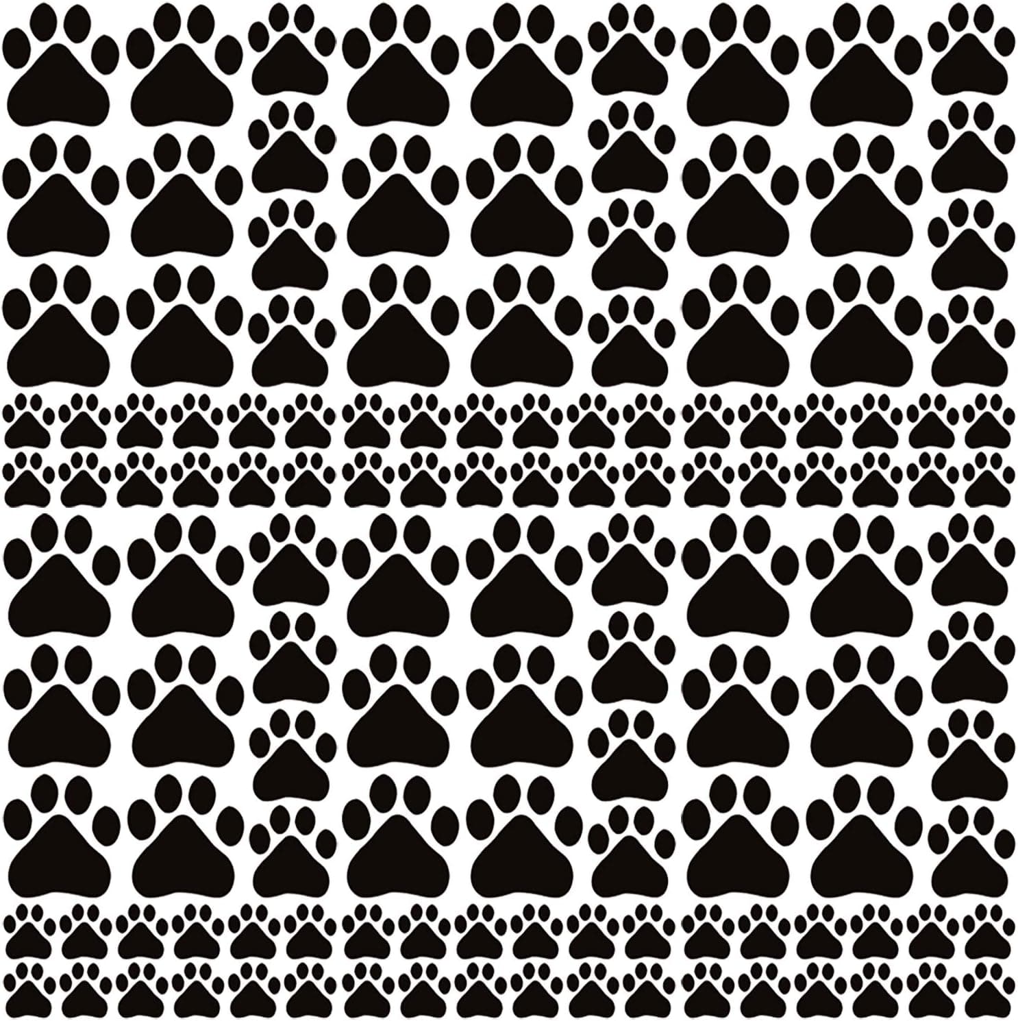 132 Pcs Paw Print Stickers Vinyl Dog Pawprints Wall Decals for Kids DIY Decor Home Room Floor Wall Stairs to Guide Directions, 3 Size