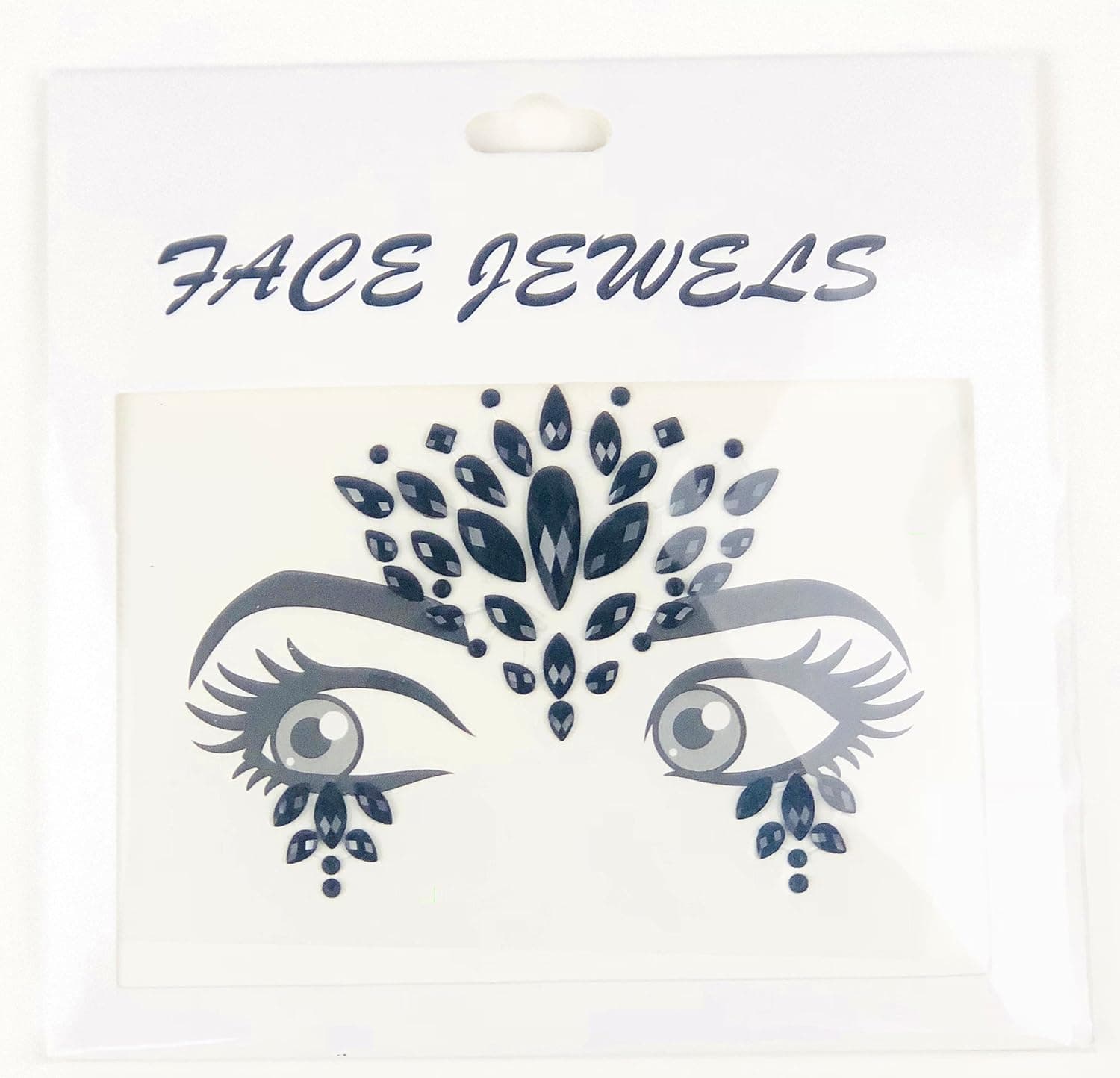 DaLin Mermaid Face Gems Rave Festival Glitter Face Jewels Stick On Crystals Bindi Rainbow Tears Rhinestone Temporary Tattoo Face Rocks SFA005 (BLACK)