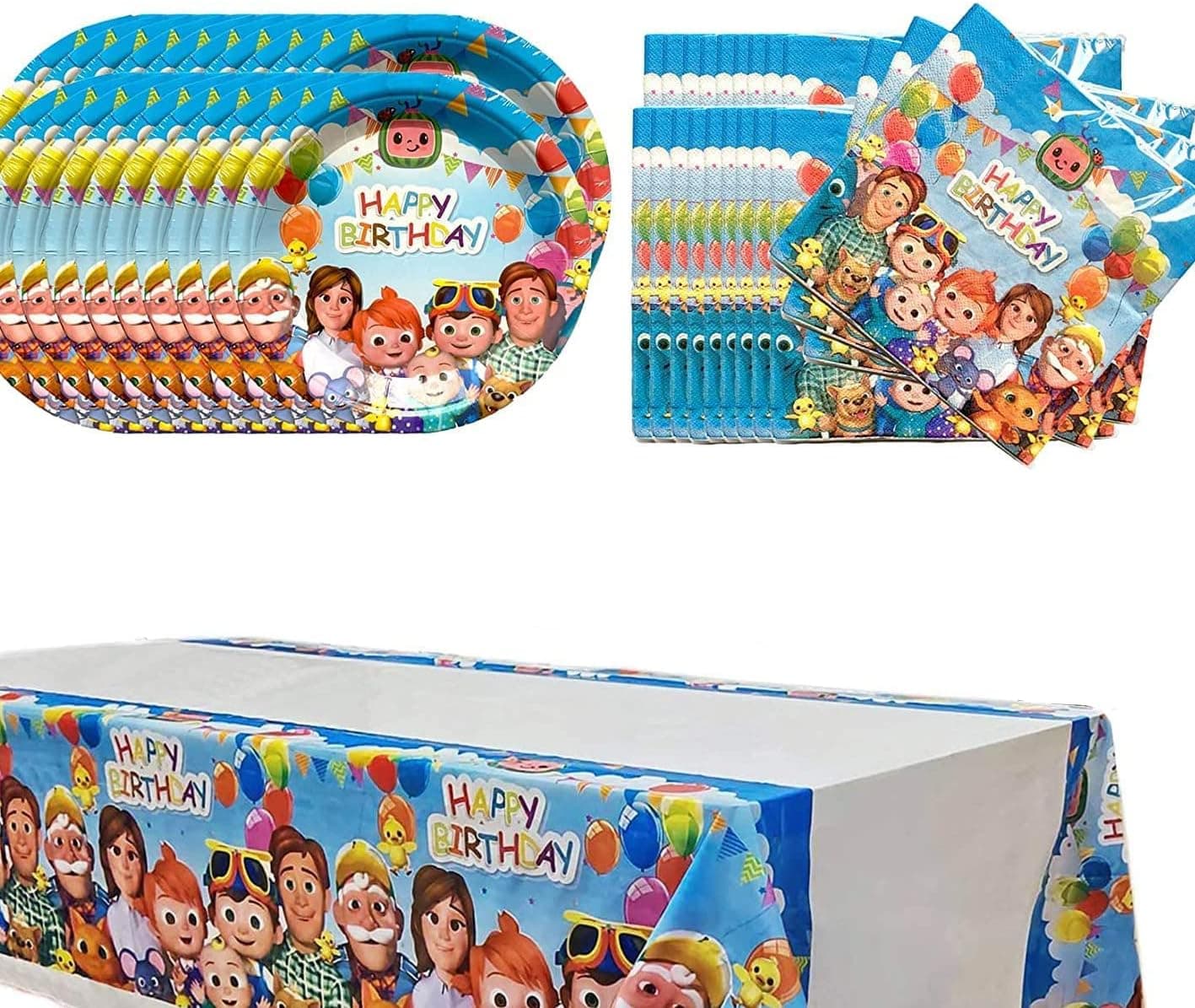 Yamanoshigyo JJ Party Melon Birthday Party Supplies, 41 pcs Party Supplies 20 Plates + 20 Napkin + Tablecloth, Girl and Boy Game Party Supplies Decoration