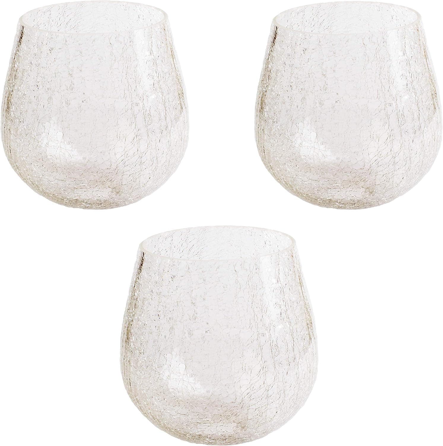 Crackle Glass Shade, LEDupdates 3 Pack Clear Globe Crack Finish for Light Fixture Lamp Glass replacement 1” 5/8 fitter