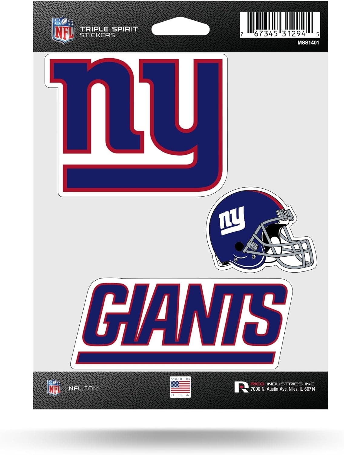 Rico Industries NFL New England Patriots Die Cut 3-Piece Triple Spirit Sticker Sheet