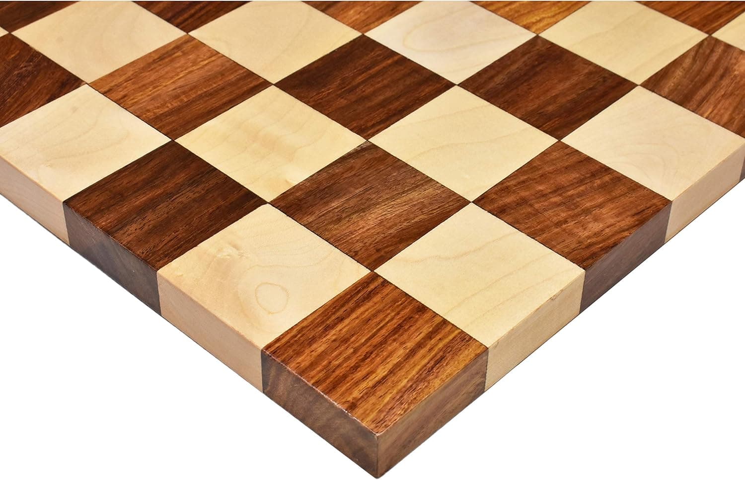 RoyalChessMall Borderless Chess Board, Sheesham Golden Rosewood and Maple Wooden Chess Board, Chess Board Only, Luxury Large Chess Board, 15.7-in by 15.7in (5-cm Squares)
