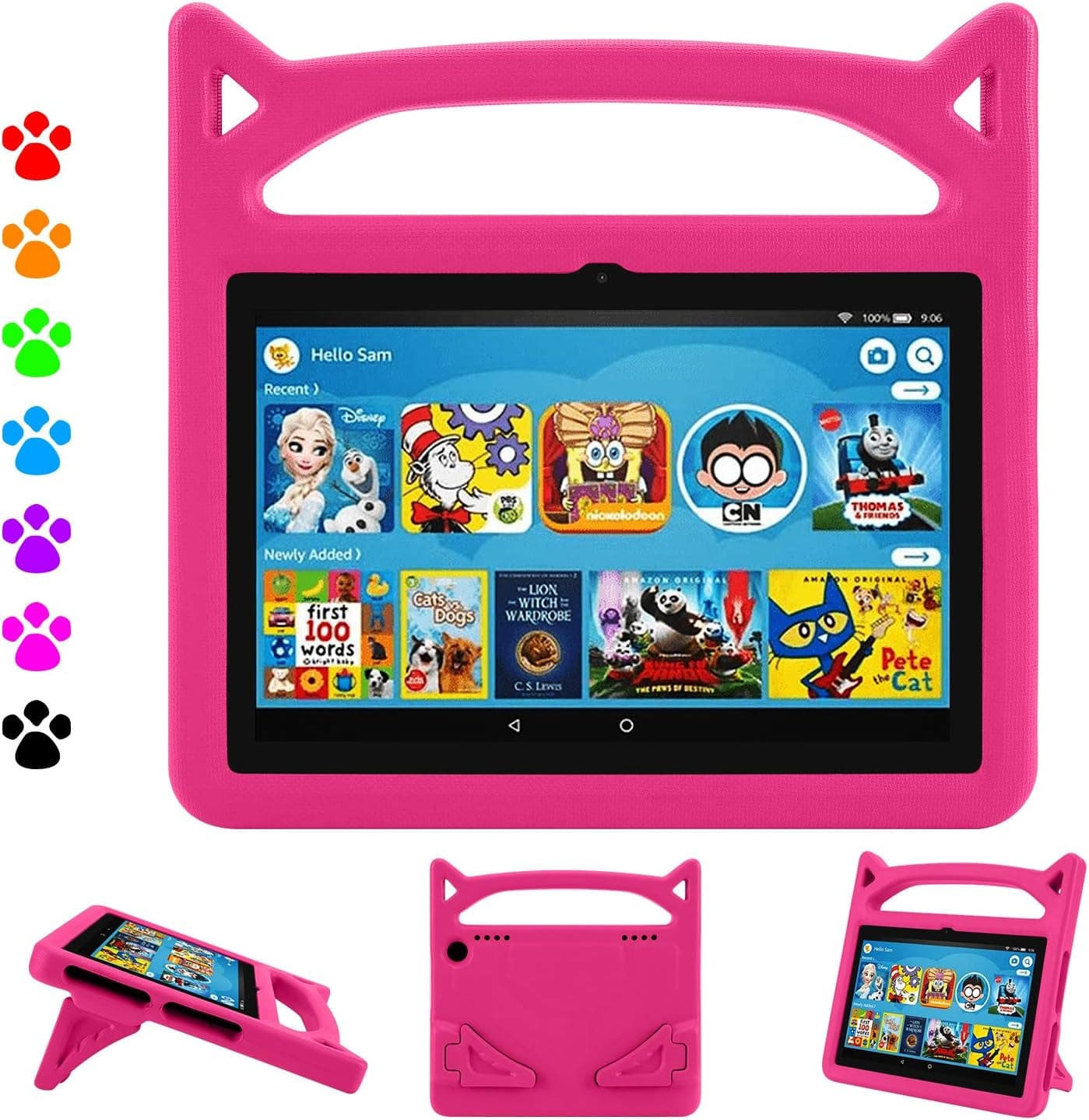 Fire HD 8 Tablet Case,Kindle Fire 8 Case for Kids,Dinines Shockproof Handle Stand Kids Case for Amazon Kindle Fire HD 8 & Fire HD 8 Plus (8" Display) 10th Generation 2020,Pink