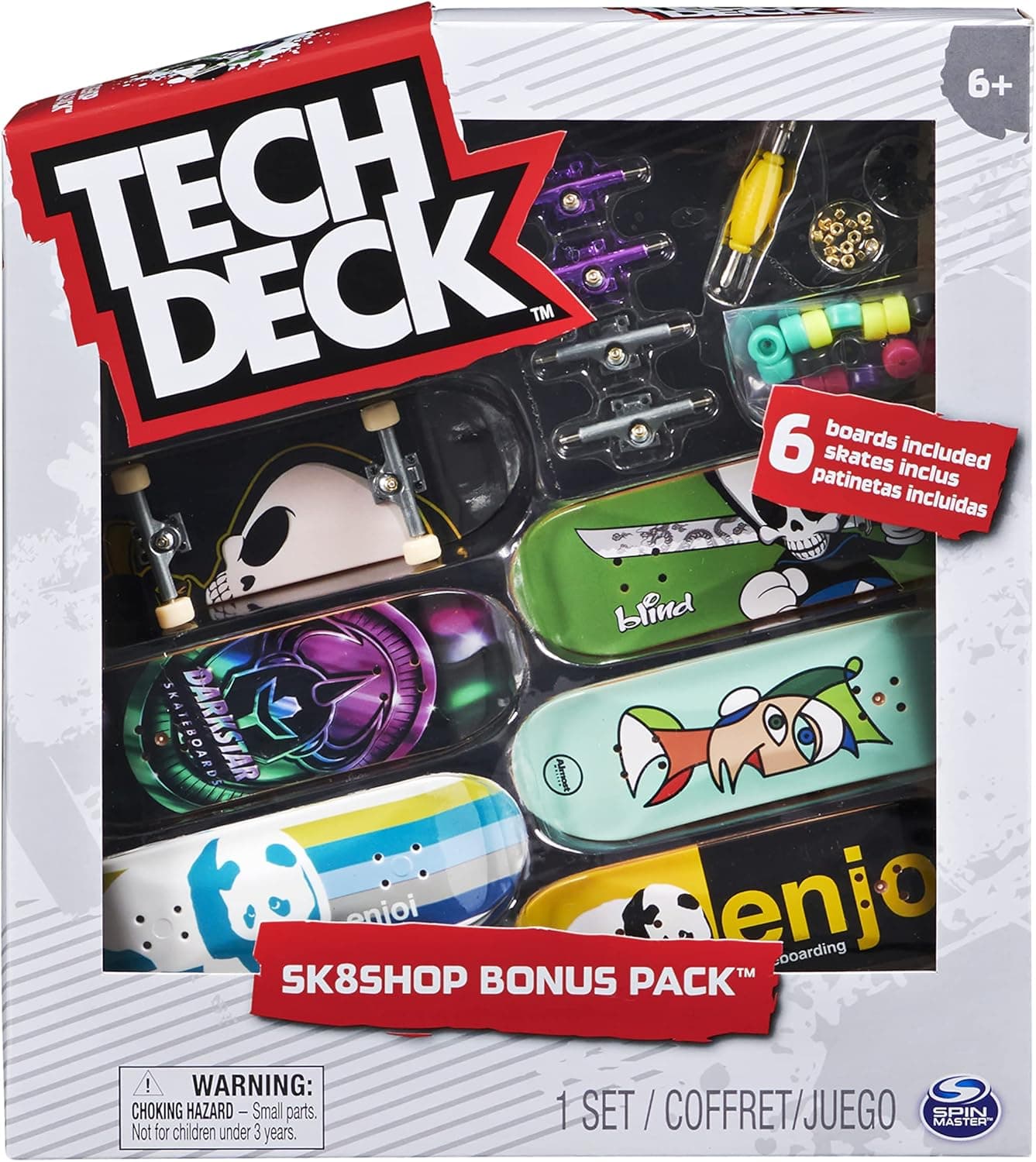 TECH DECK, Sk8shop Fingerboard Bonus Pack, Collectible and Customizable Mini Skateboards