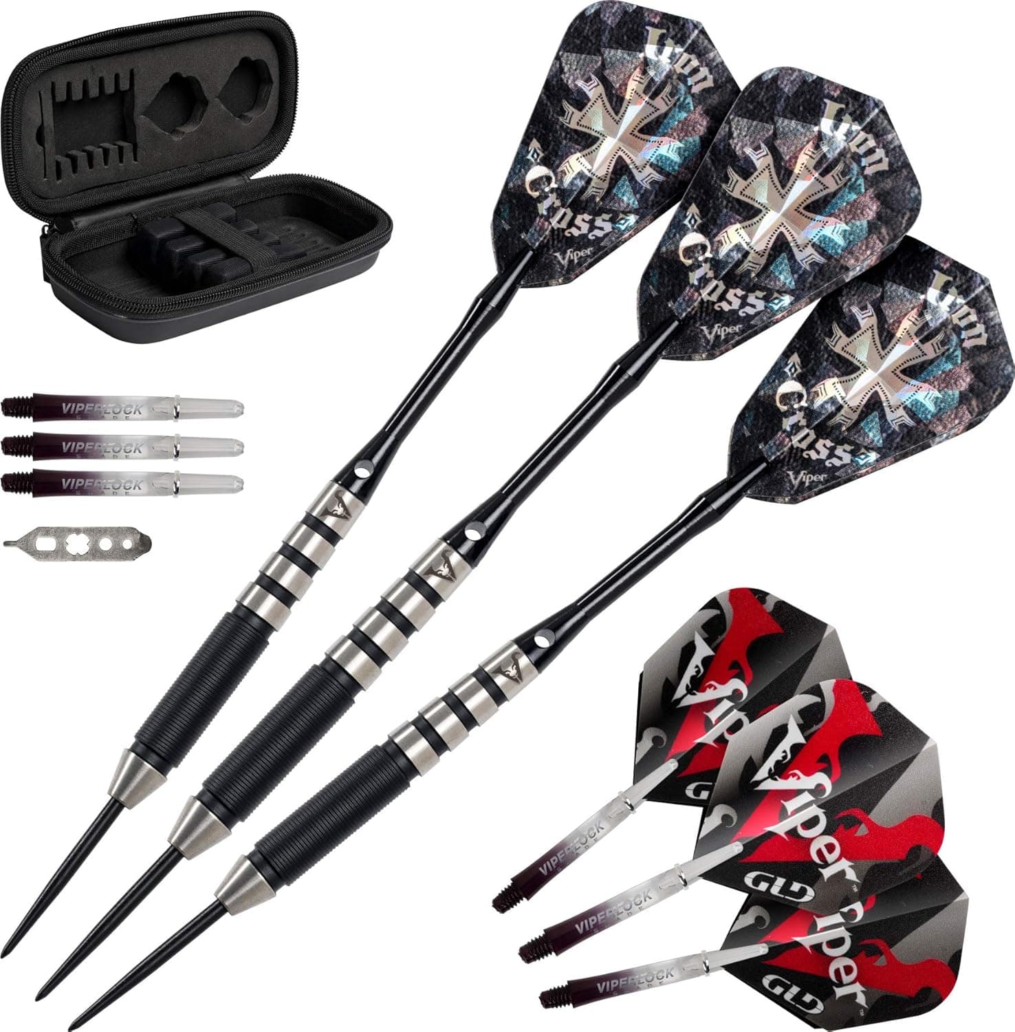 Viper Desperado 80% Tungsten Steel Tip Darts with Storage/Travel Case: Iron Cross