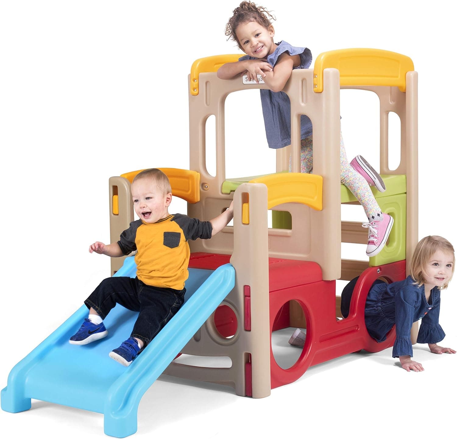 Simplay3 Young Explorers Adventure Climber - Indoor Outdoor Crawl Climb Drive Slide, Year-Round Playset for Children