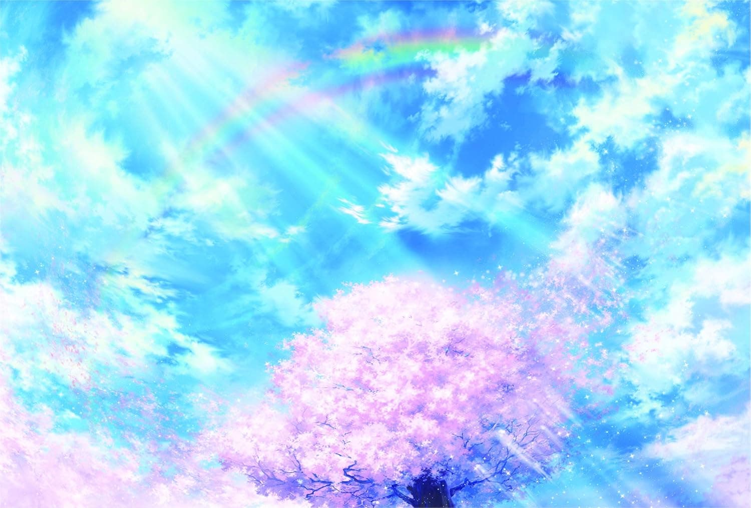 JJKOLO 1000 Pieces of Wooden Puzzle Romantic Cherry Blossom Rainbow