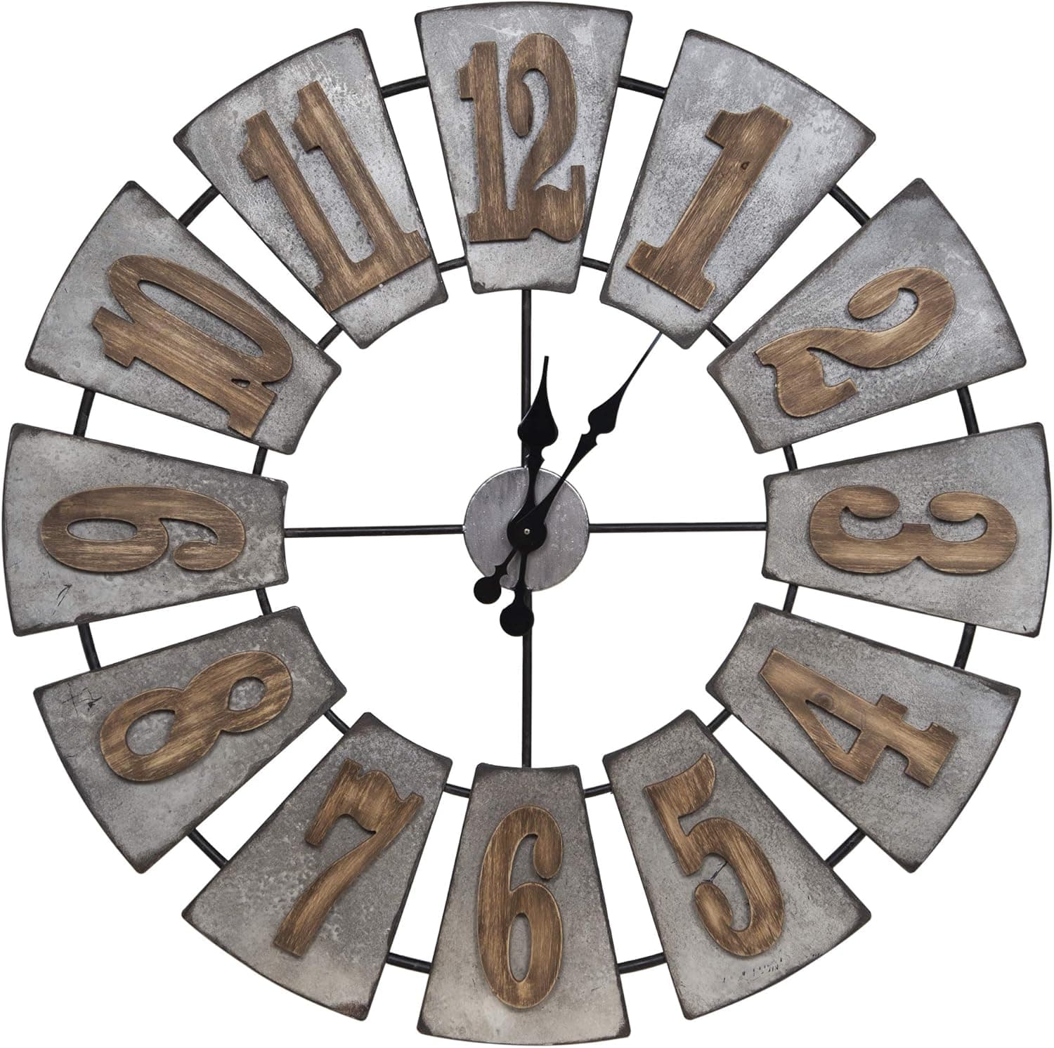 Everly Hart Collection Oversized Metal and Wood Windmill Wall Clock