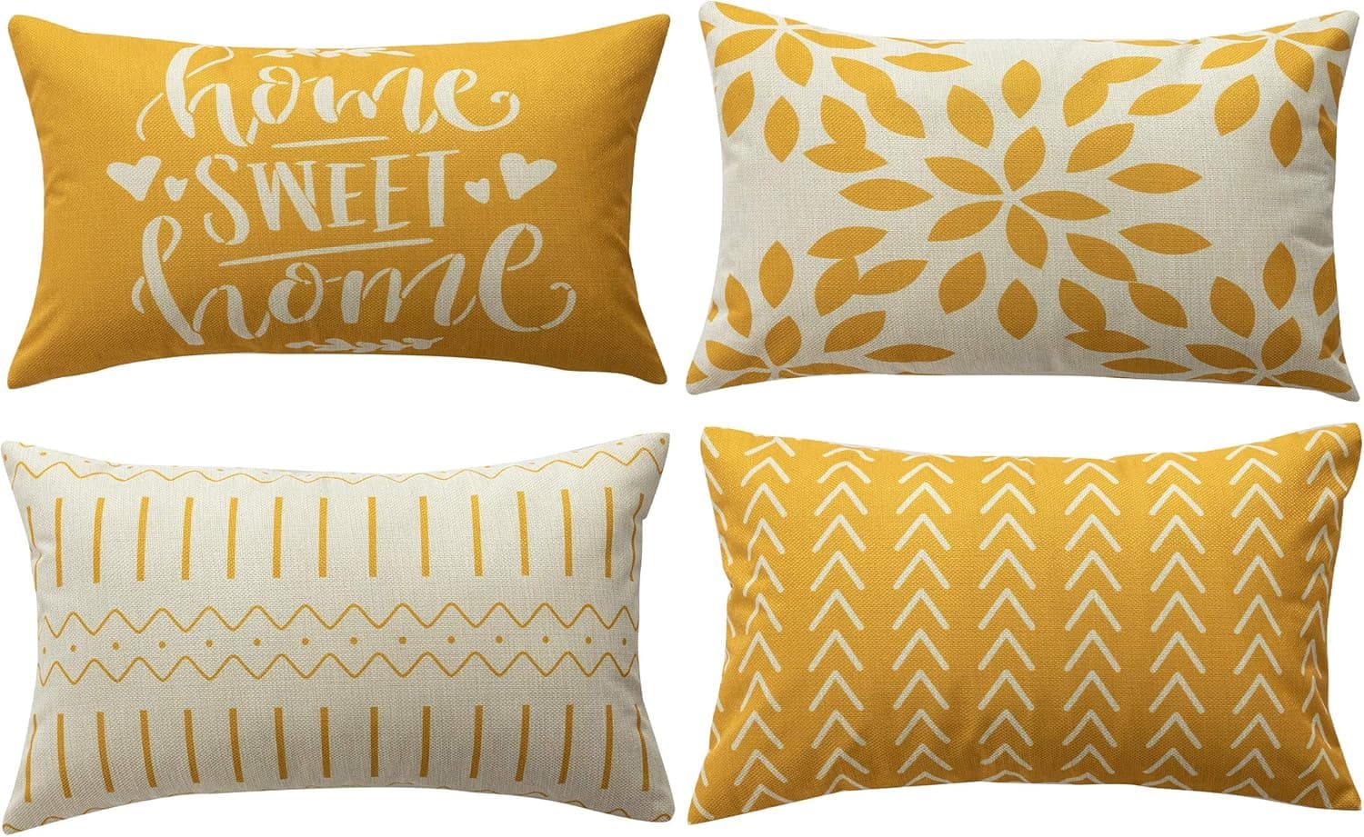 Pack of 4 Home Decorative Throw Pillow Covers Modern Cotton Linen Throw Pillow Covers Cushion Case for Couch Sofa Living Room Home Décor (1A-Ginger, 20x12)
