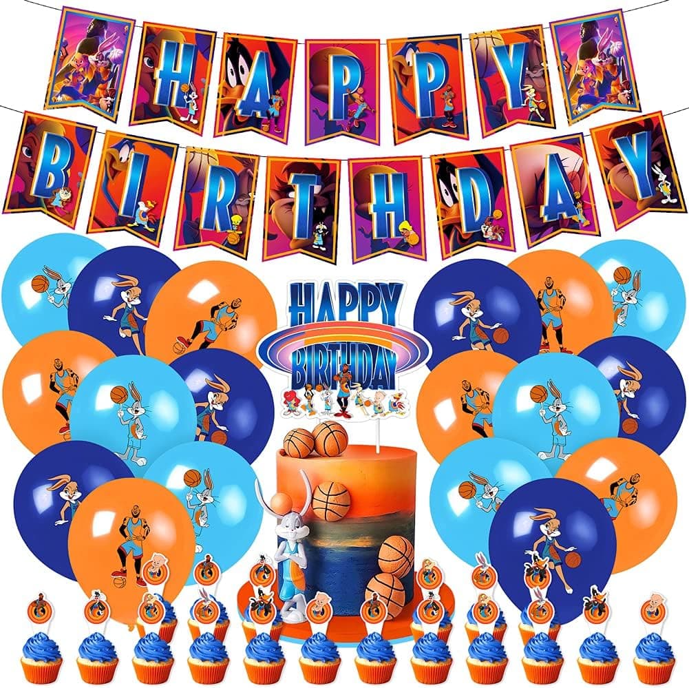 Space Basketball birthday party Decorations Space Basketball Birthday Party Supplies Included Birthday Banner, Cake Topper, Cupcake Topper,Balloons for Basketball Decorations for Birthday Party Supplies Favor Pack Set for Kids