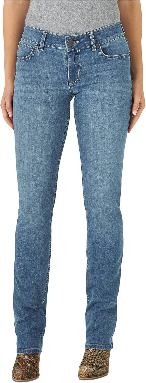 Wrangler Women's Western Mid Rise Stretch Straight Leg Jean