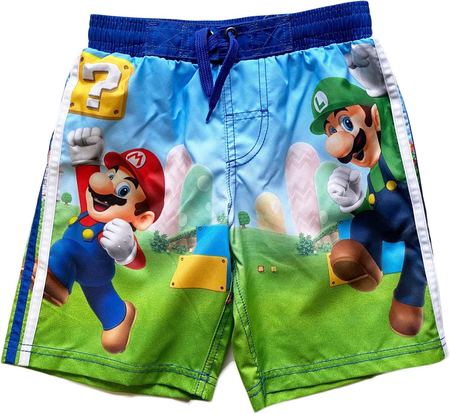Mario Super Brothers Little Boys Swim Trunks (Royal Blue, 6)