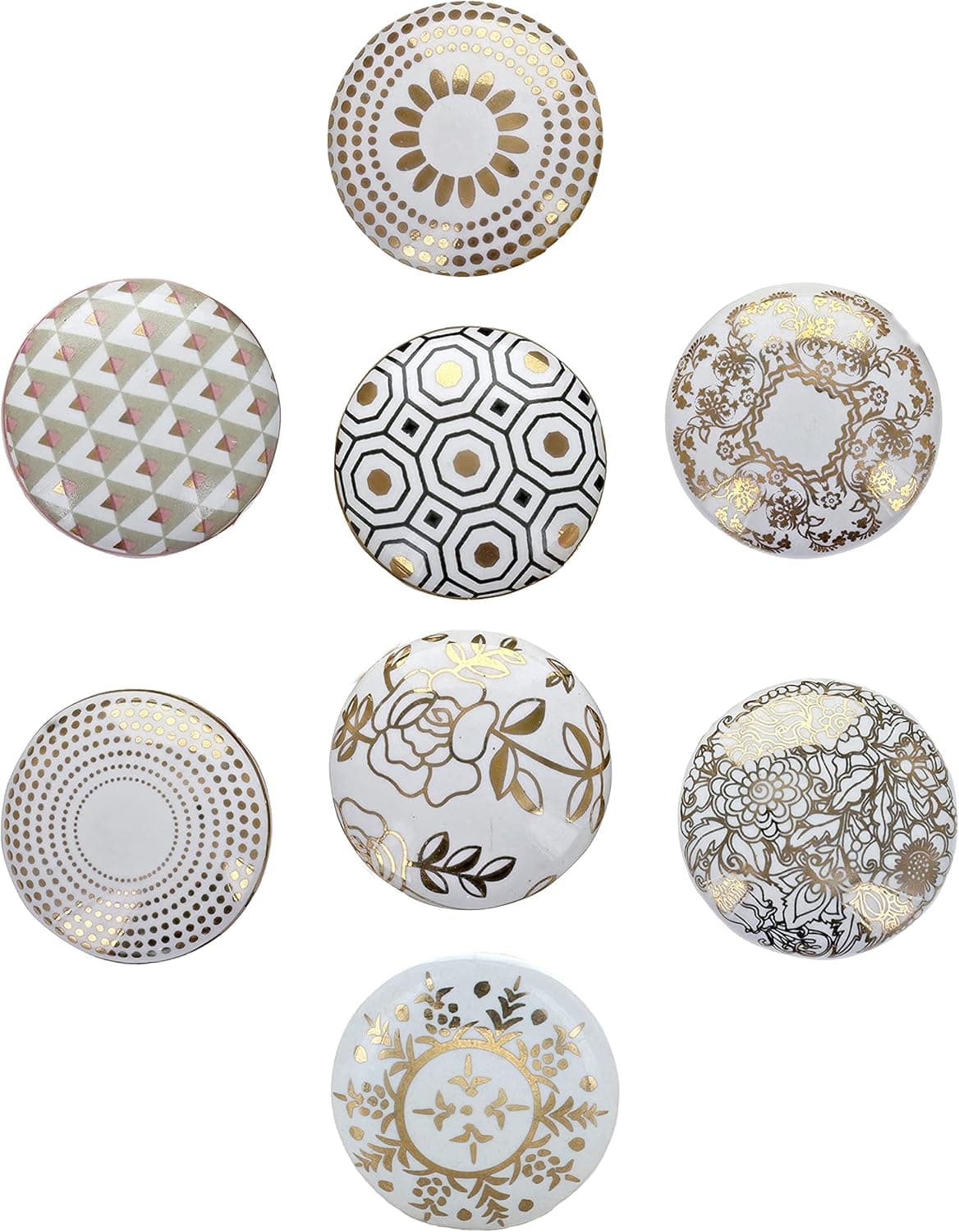G Decor England Set of 8 Royal Gold Ceramic Door Knobs Cabinet Pulls for Cabinets, Drawers and Dressers–Decorative Drawer Knobs for Living Room, Bathroom, or Kitchen Cabinetry