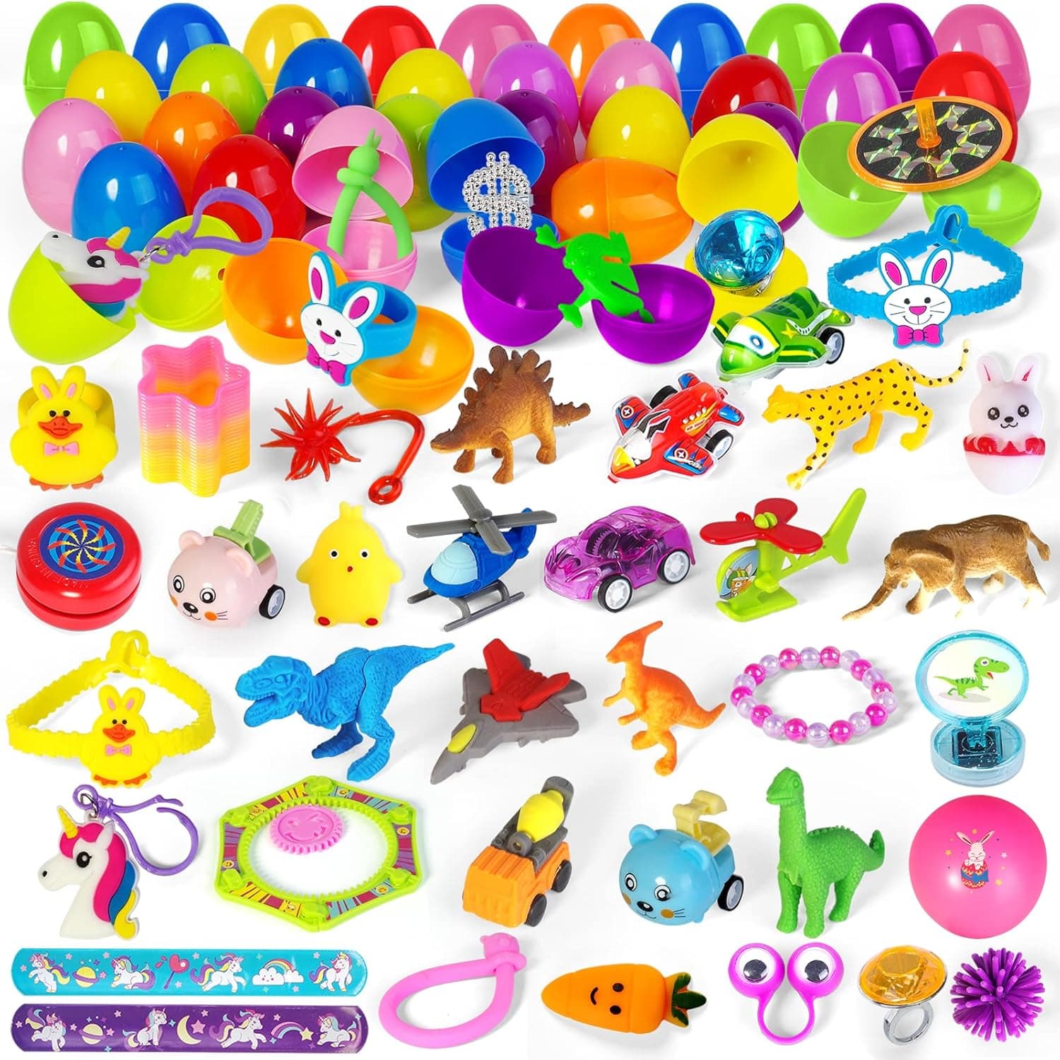 100PCS Prefilled Easter Eggs with Toys for Easter Eggs Hunt, Easter Theme Party Favor Supplies for kids, Easter Basket Stuffers Fillers, Easter Eggs Bulk for School Easter Activities, Classroom Prizes