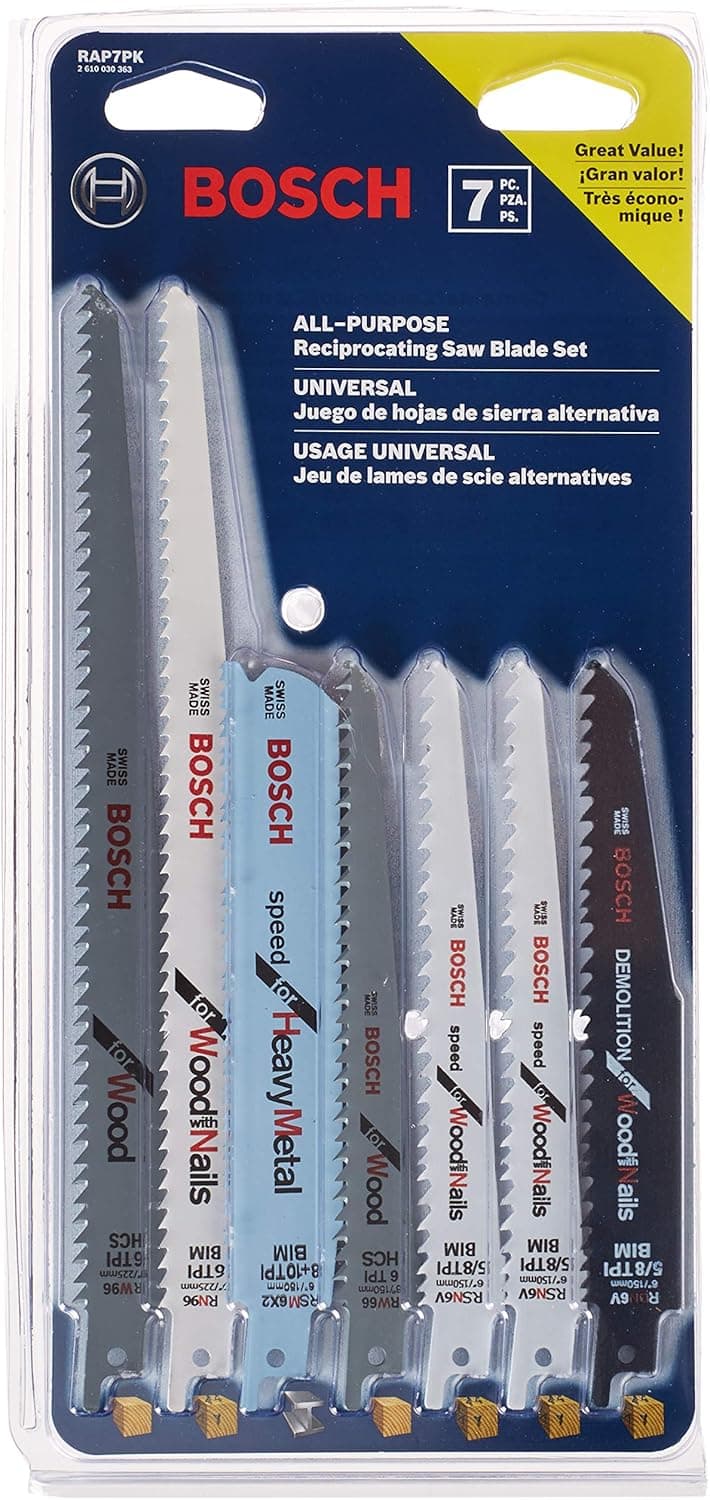 BOSCH RAP7PK 7-Piece Reciprocating Saw Blade Set