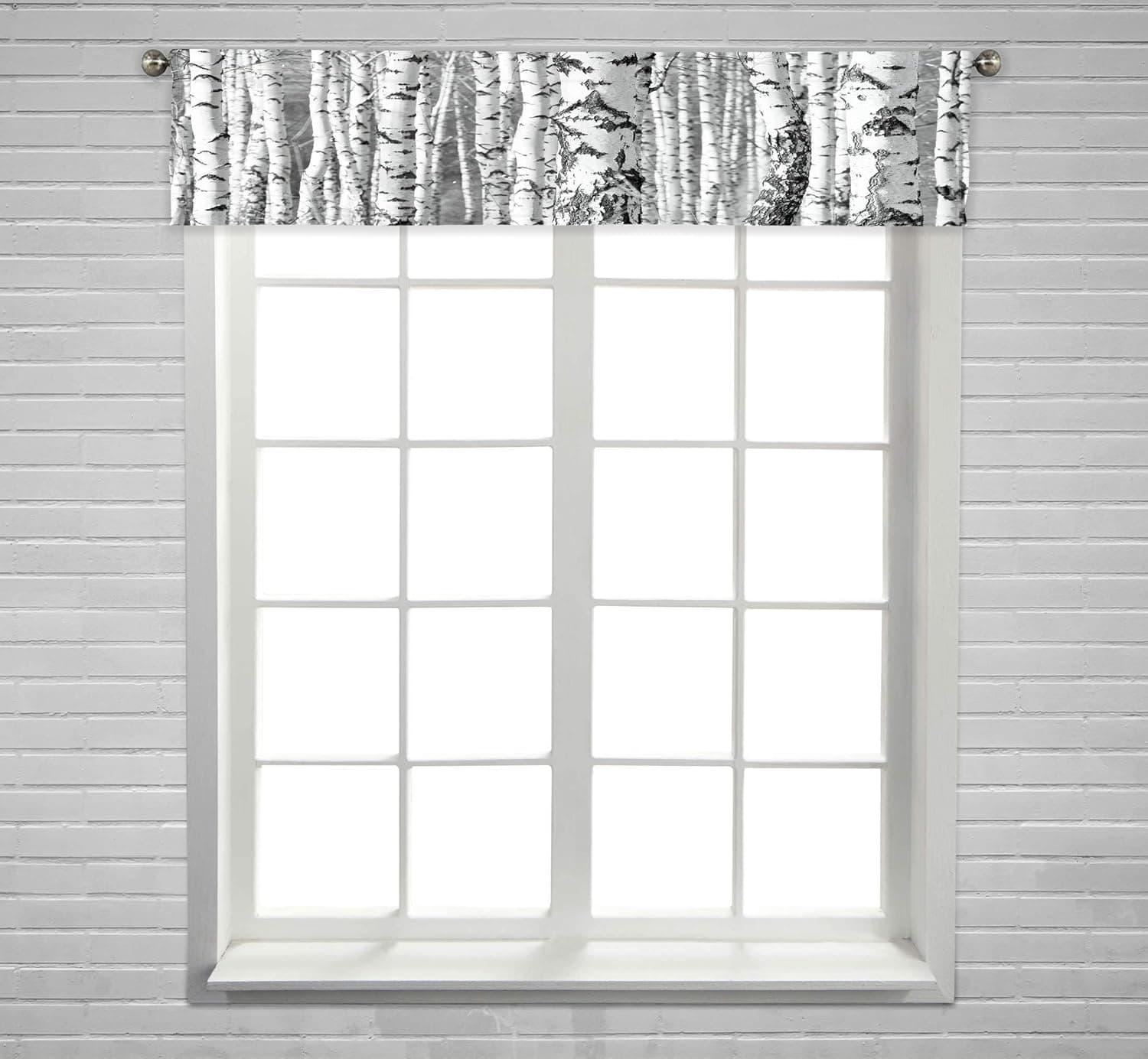 ECZJNT Birch Trees Trunks Black White Natural Window Curtain Valance Rod Pocket Size 54x12 Inch