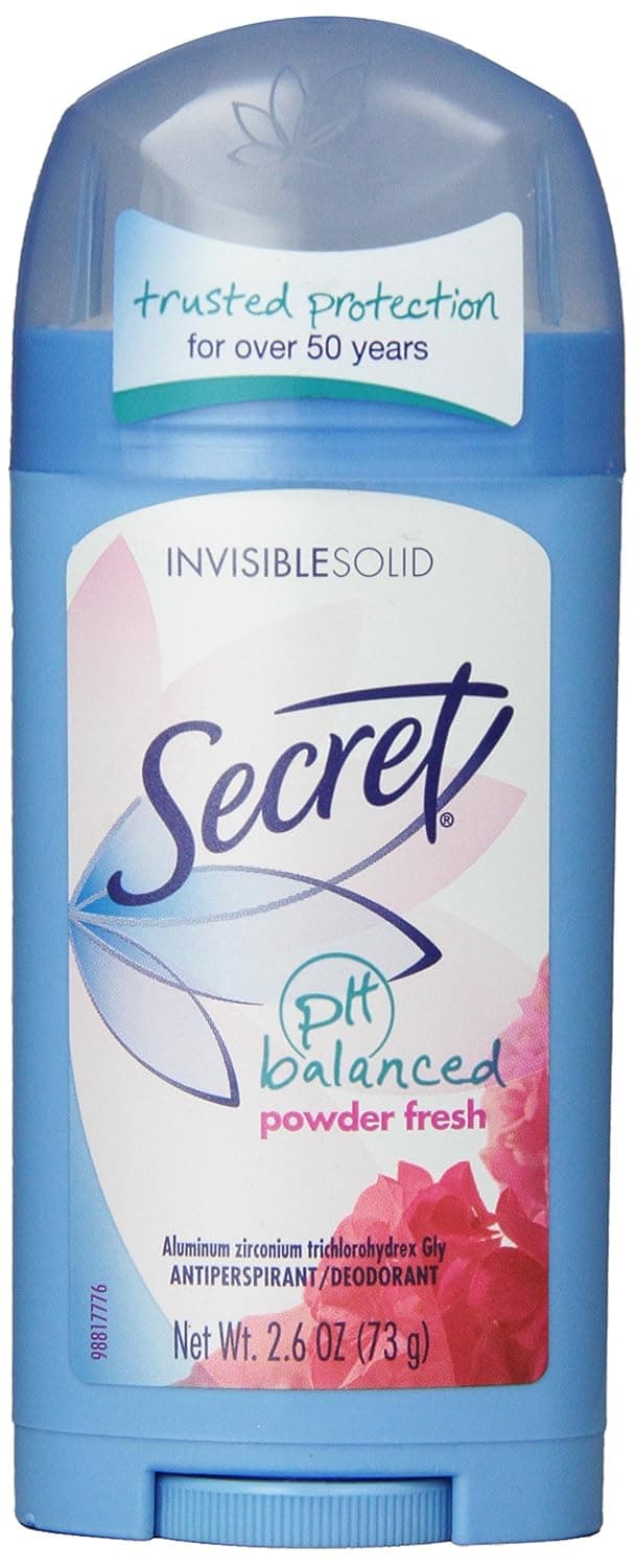Secret Original Powder Fresh Scent Women's Invisible Solid pH Balanced Antiperspirant & Deodorant, 2.6 Ounce