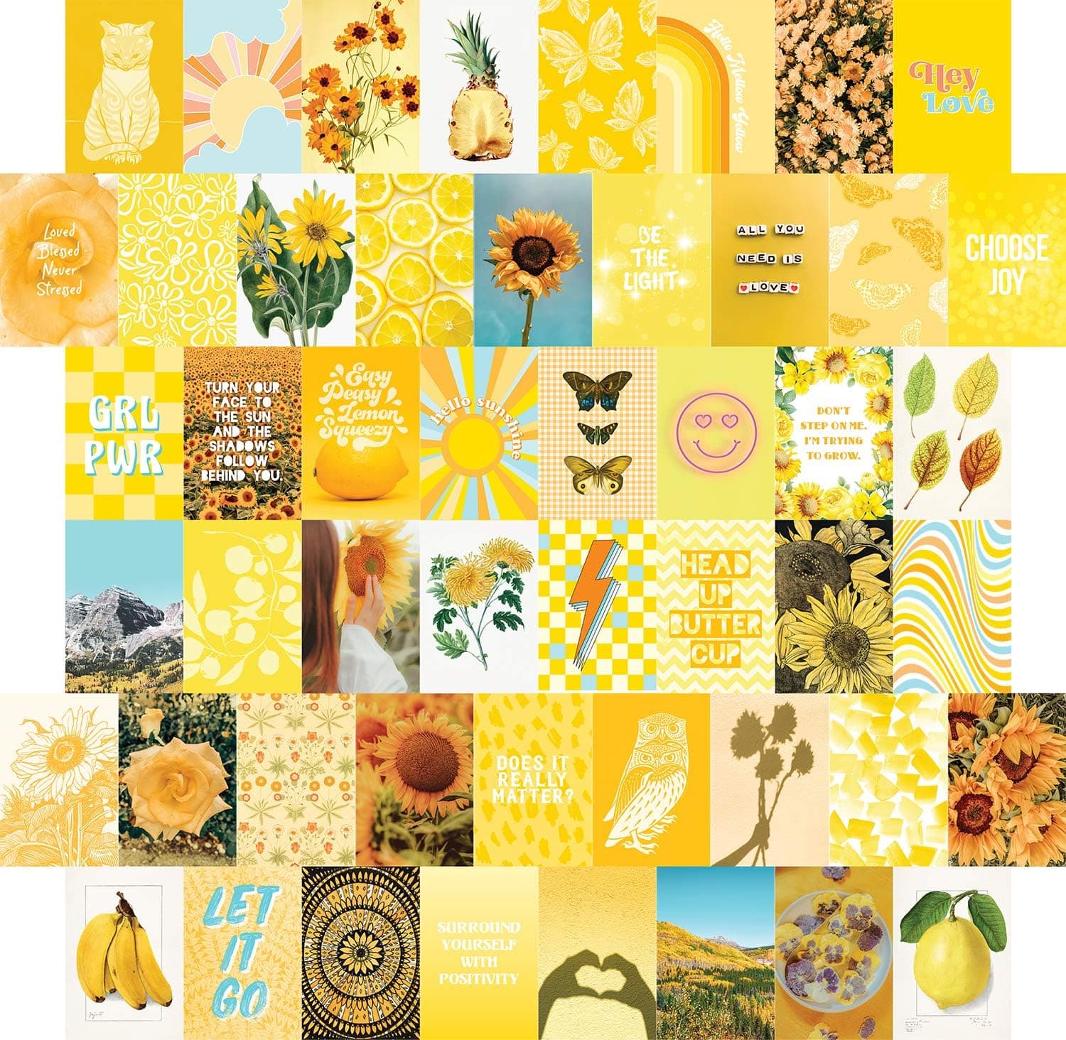 Artivo Yellow Wall Collage Kit Aesthetic Pictures, Yellow Room Decor for Teen Girls, Bright Wall Decor, Dorm Aesthetic Room Decor, Posters for Room Aesthetic, Kids Wall Decor